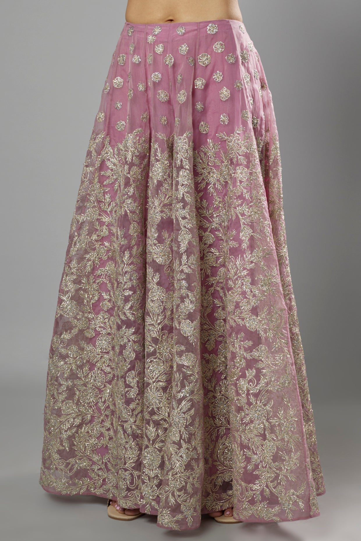 mauve organza embroidered sharara set