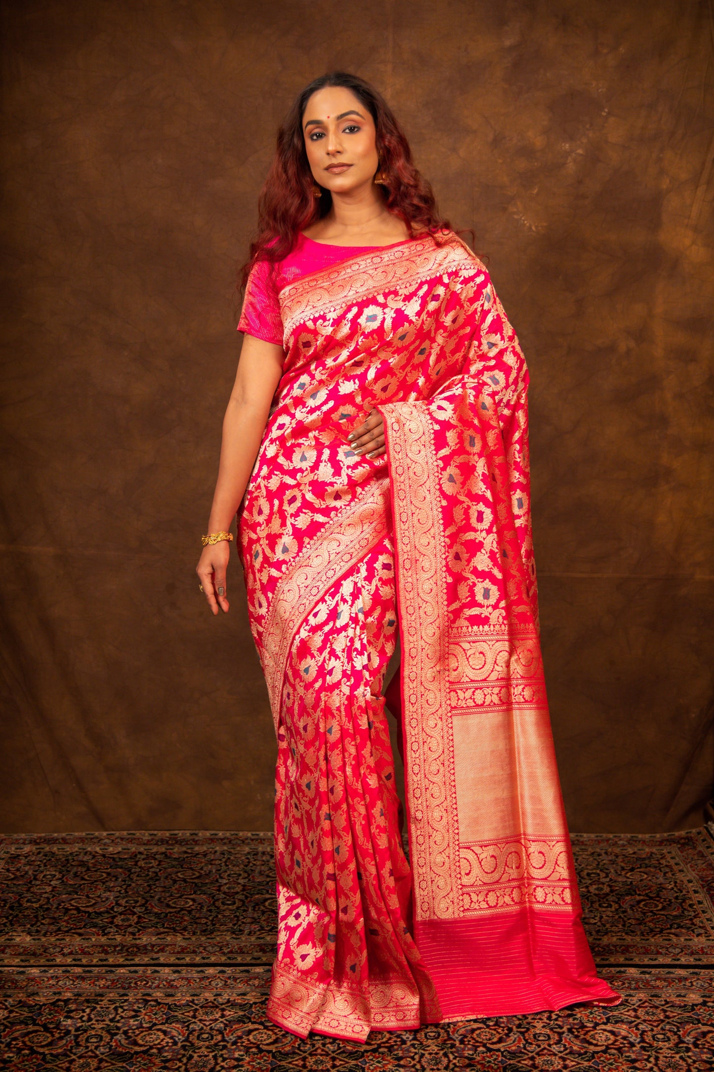 Pink Saree Katan Silk Handwoven