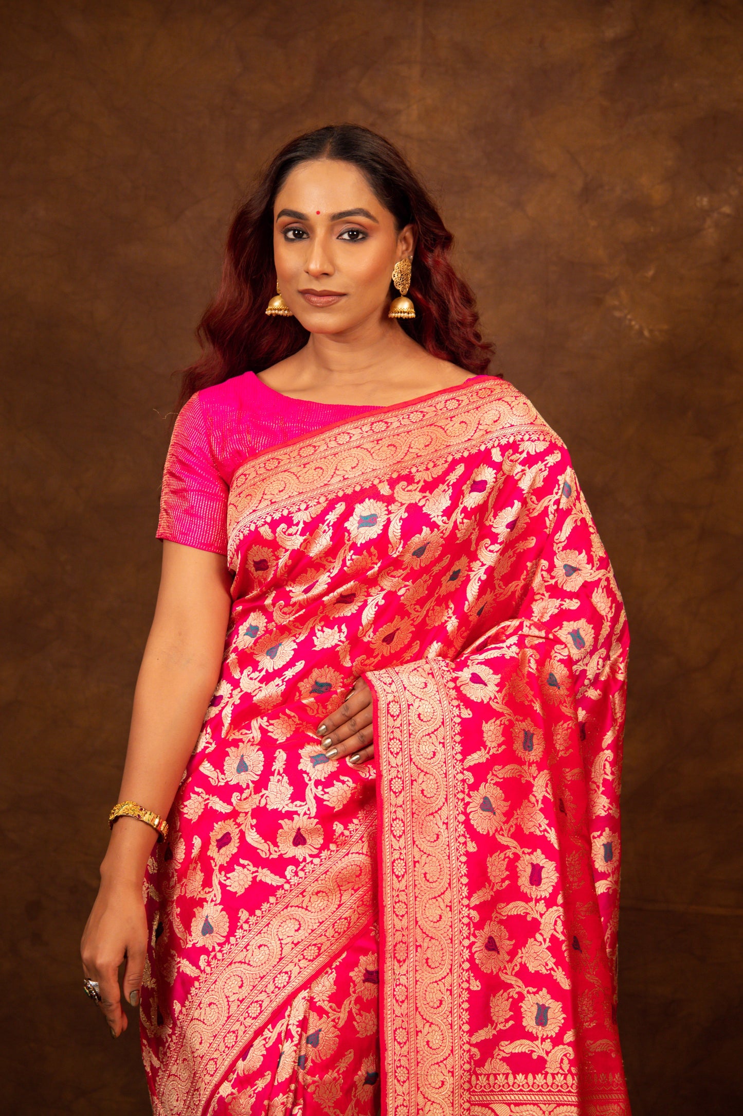 Pink Saree Katan Silk Handwoven