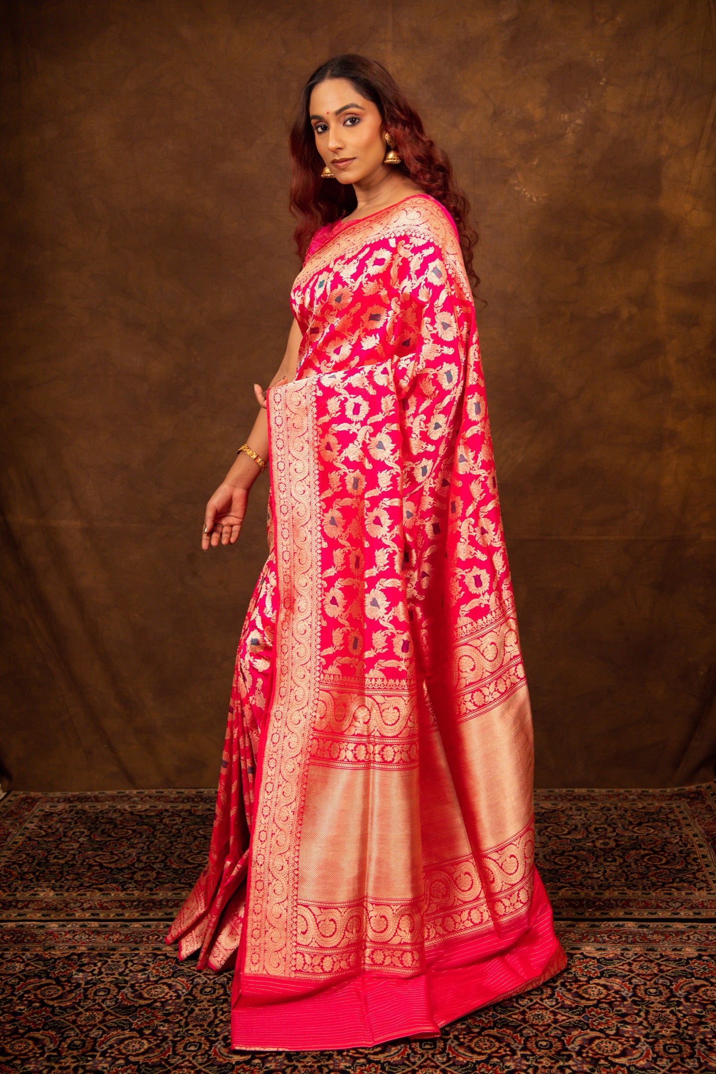 Pink Saree Katan Silk Handwoven