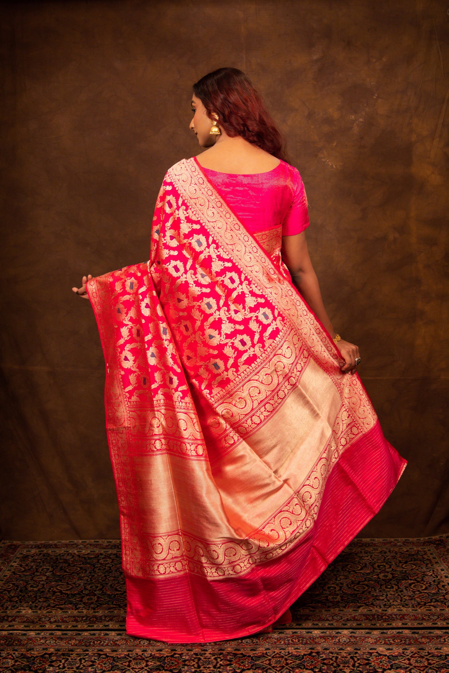 Pink Saree Katan Silk Handwoven