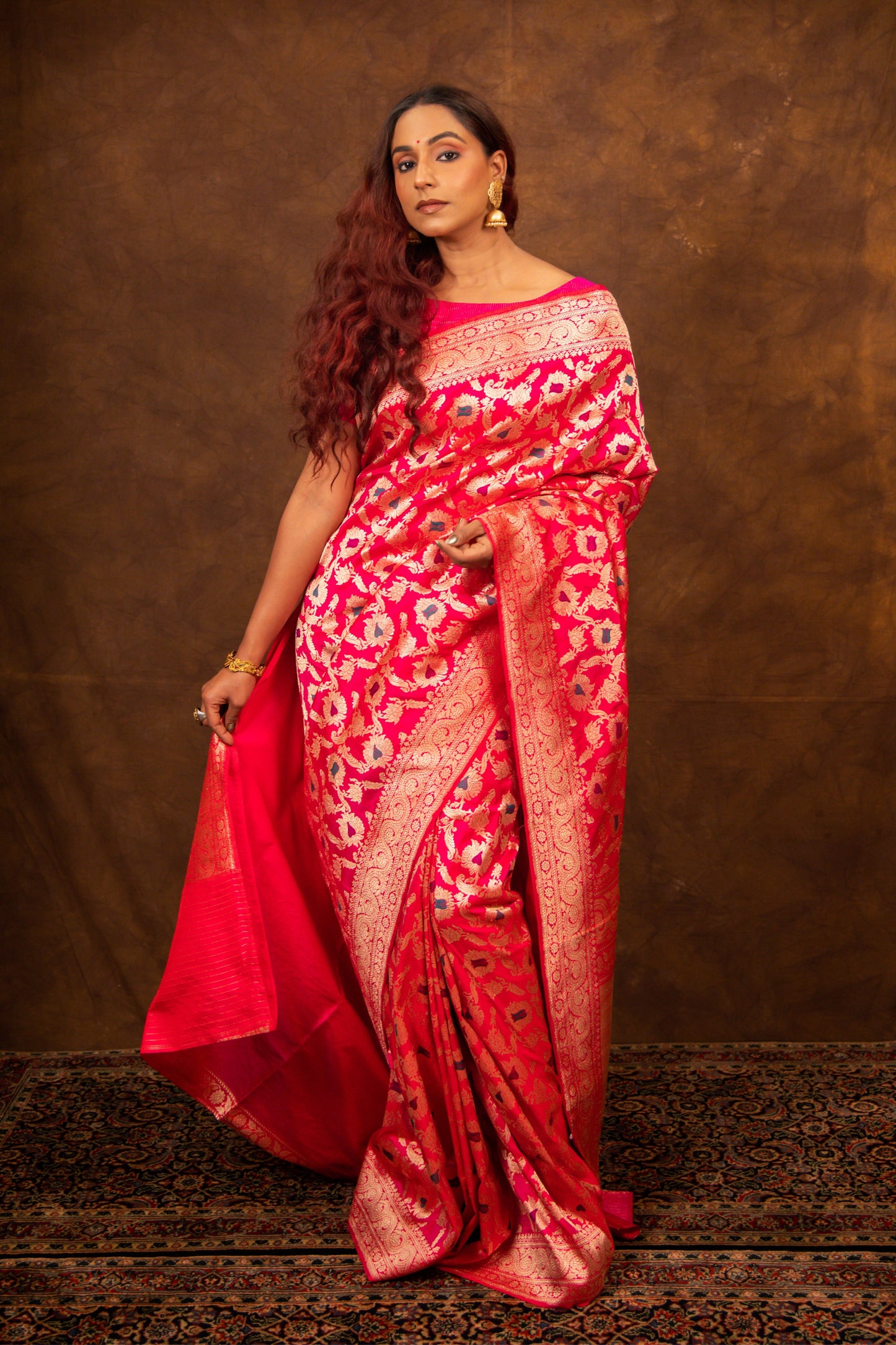 Pink Saree Katan Silk Handwoven