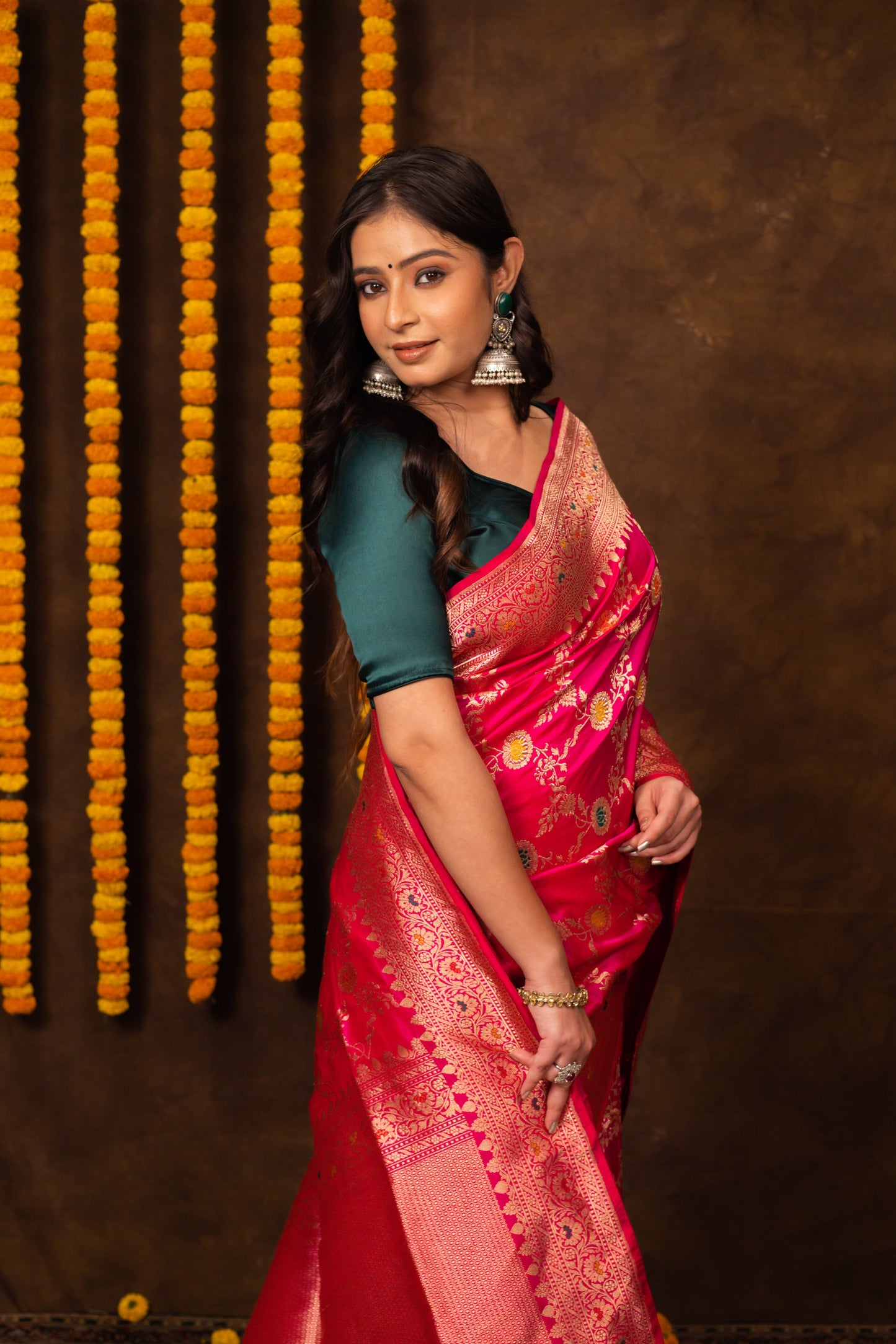 Rani Pink Saree Katan Silk Handwoven