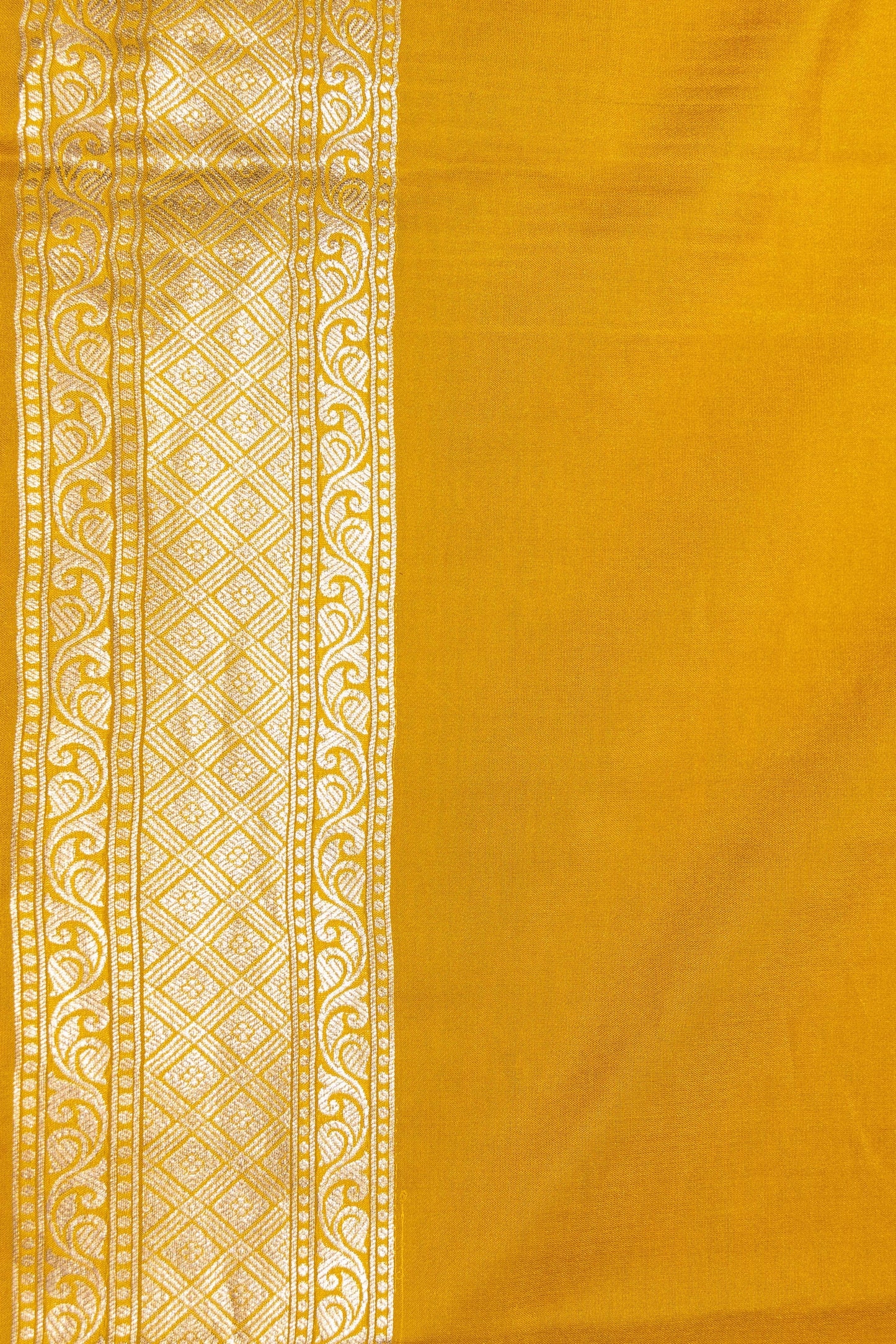 Yellow Handwoven Cutwork Katan Silk Saree