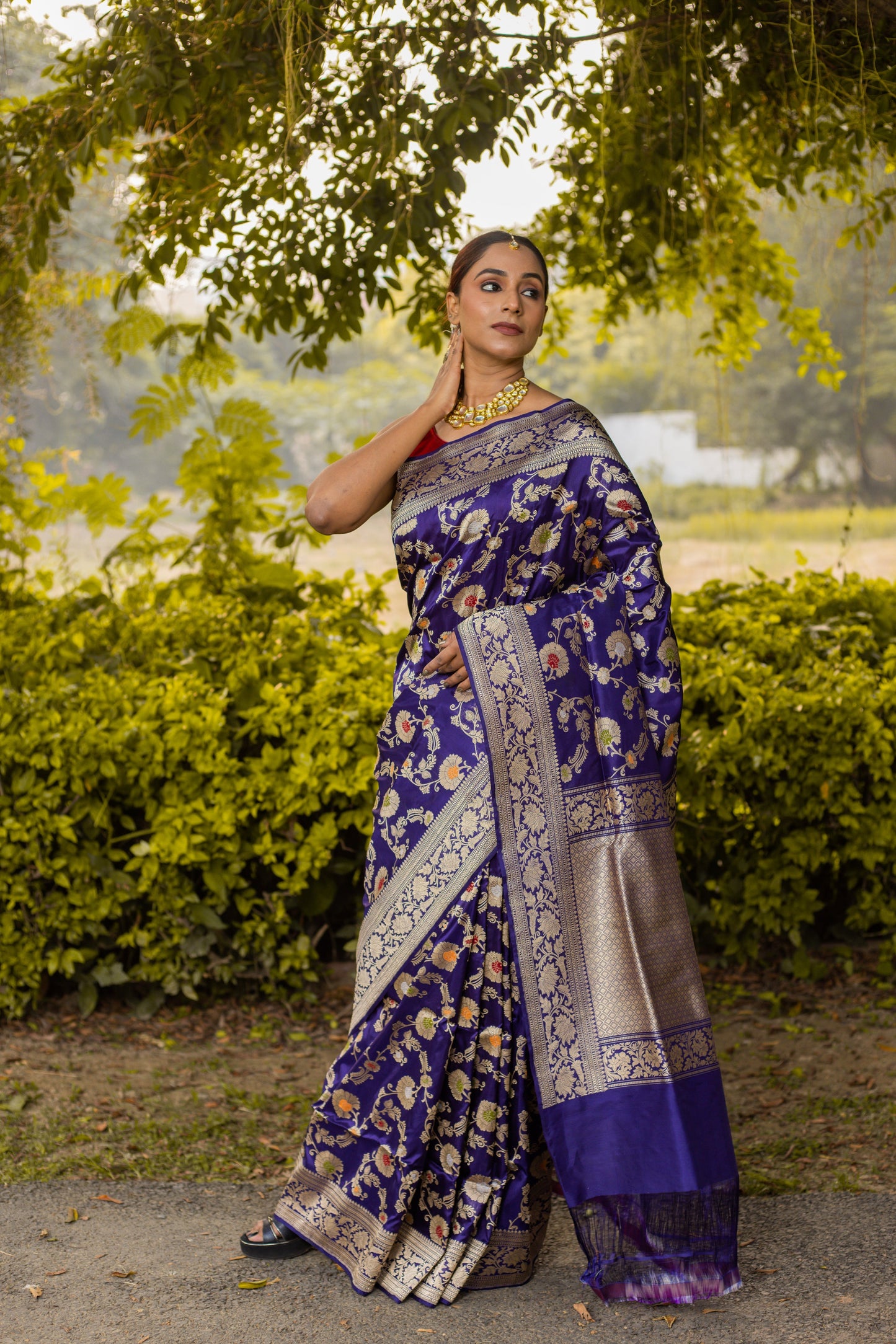 Royal Blue Saree Katan Silk Handwoven
