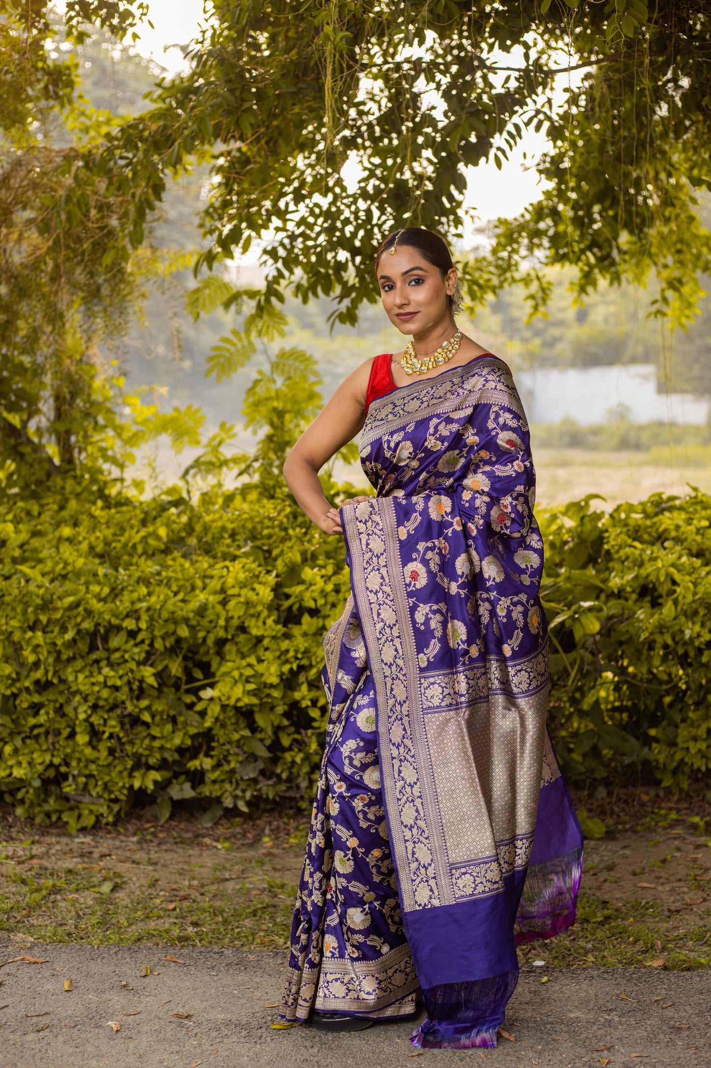 Royal Blue Saree Katan Silk Handwoven