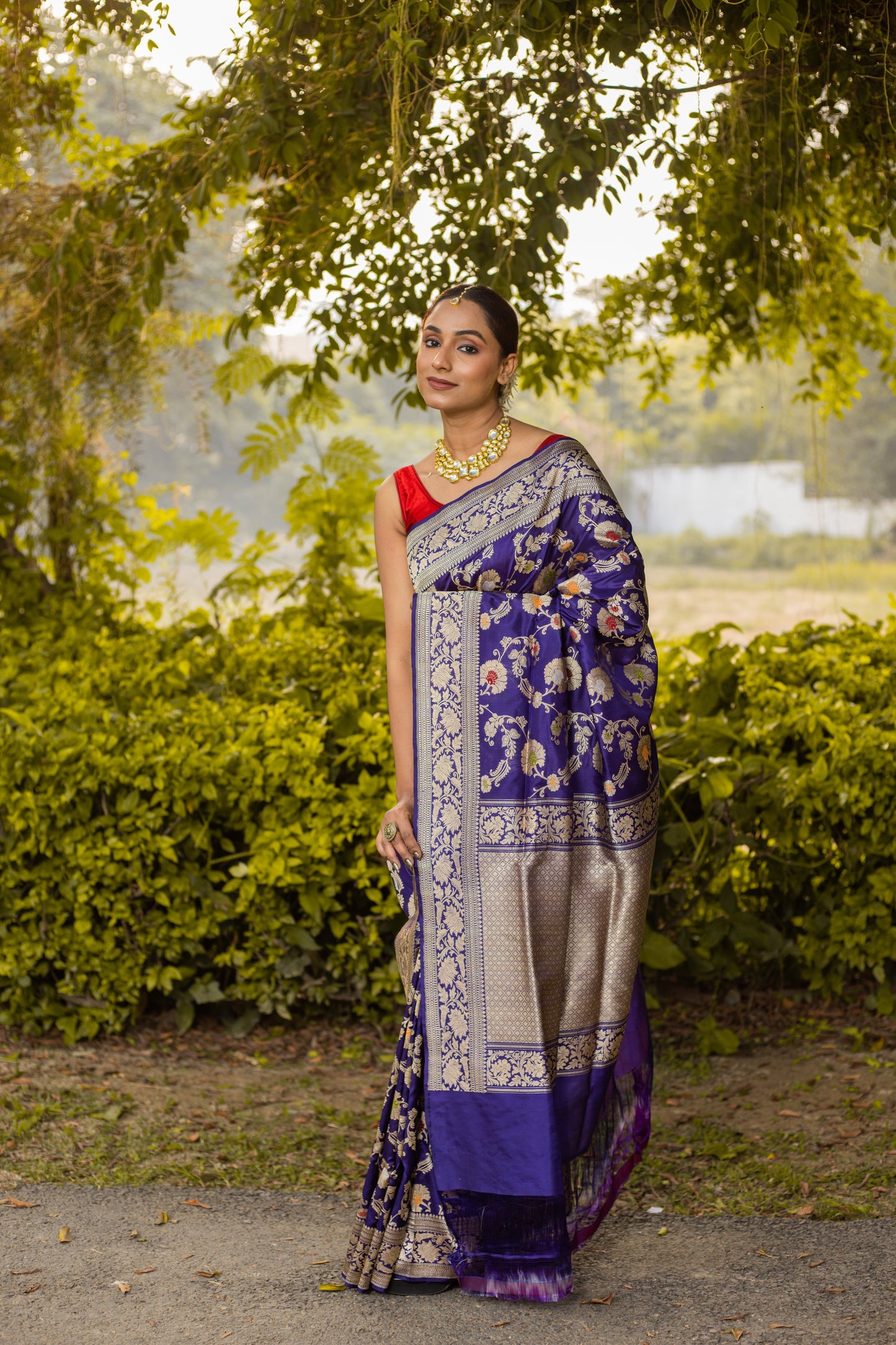 Royal Blue Saree Katan Silk Handwoven