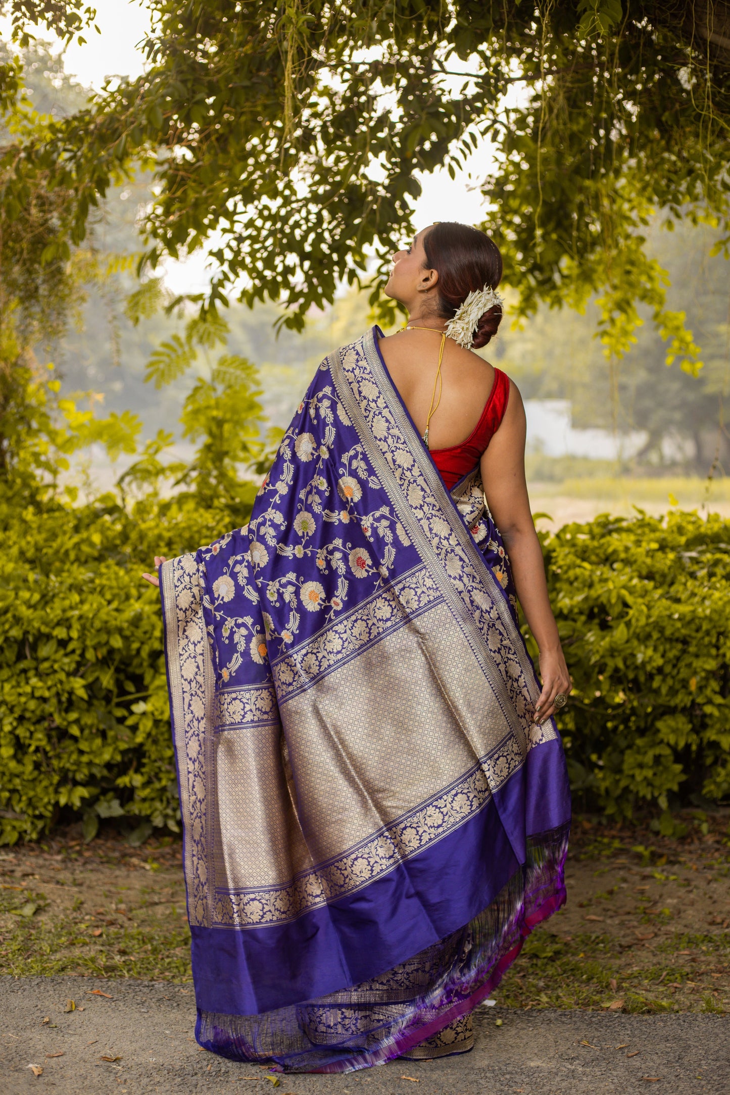 Royal Blue Saree Katan Silk Handwoven