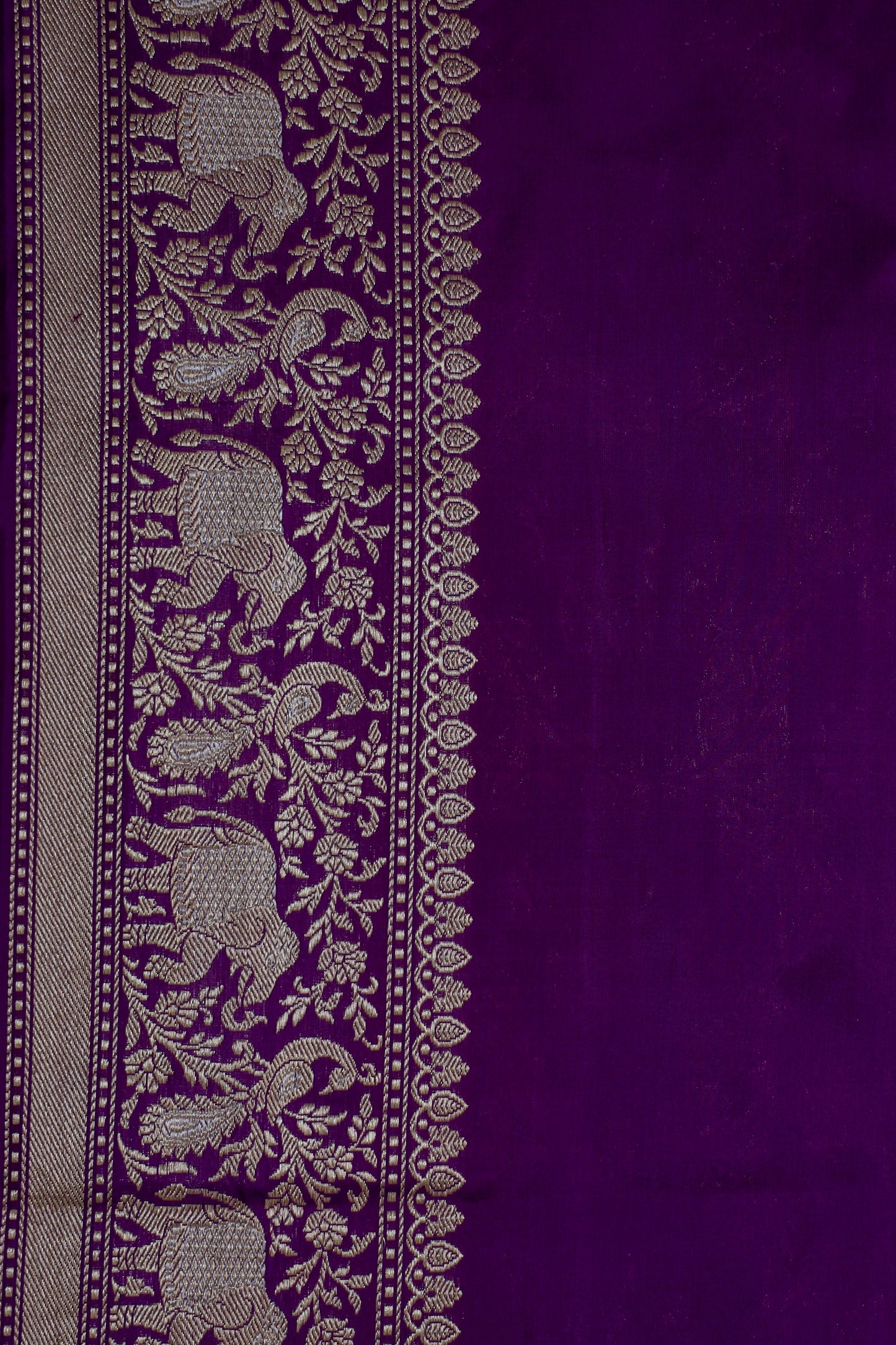 Purple Katan Pure Silk Kadwa Saree