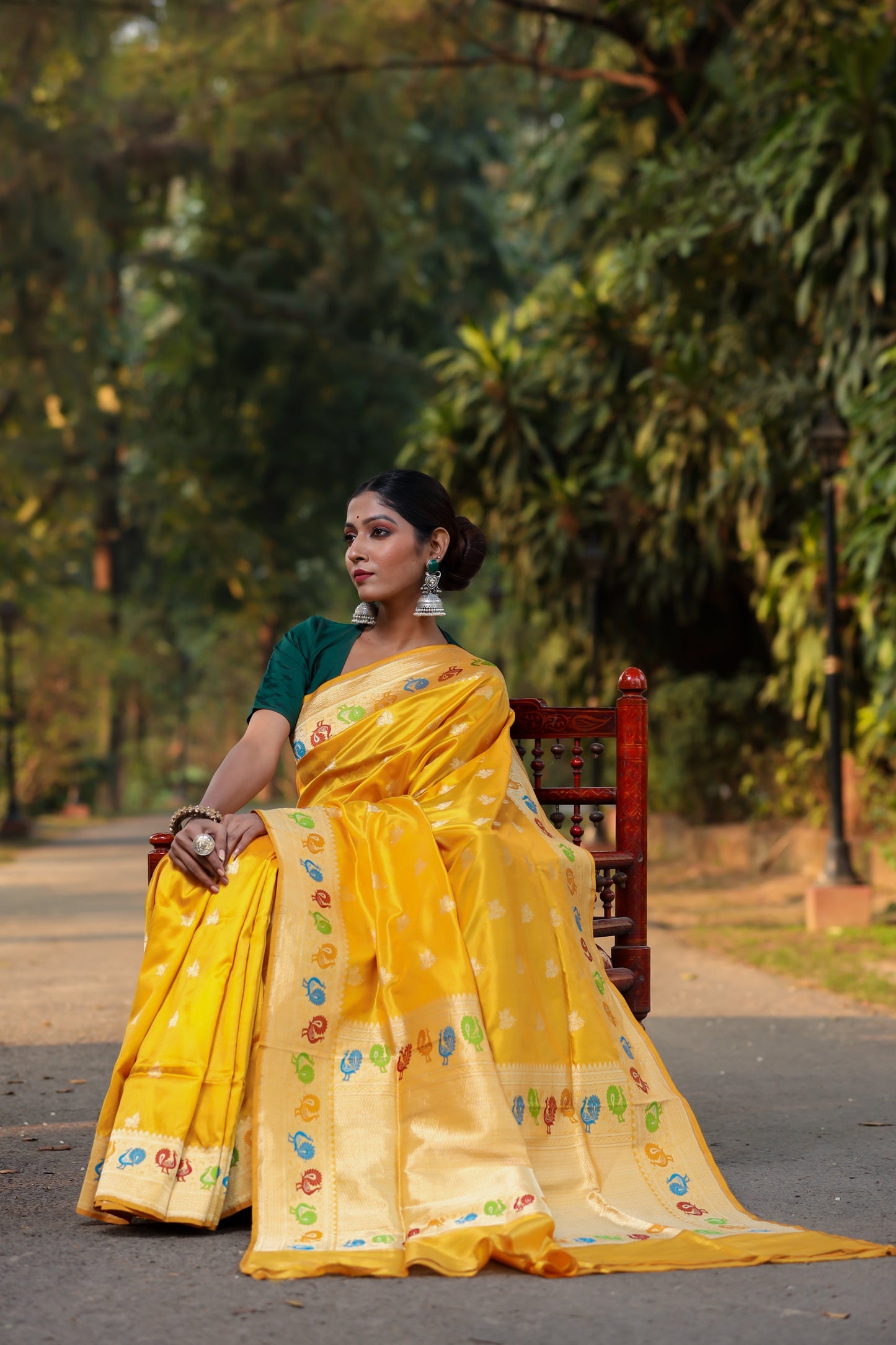 Mustard Katan Pure Silk Kadwa Saree