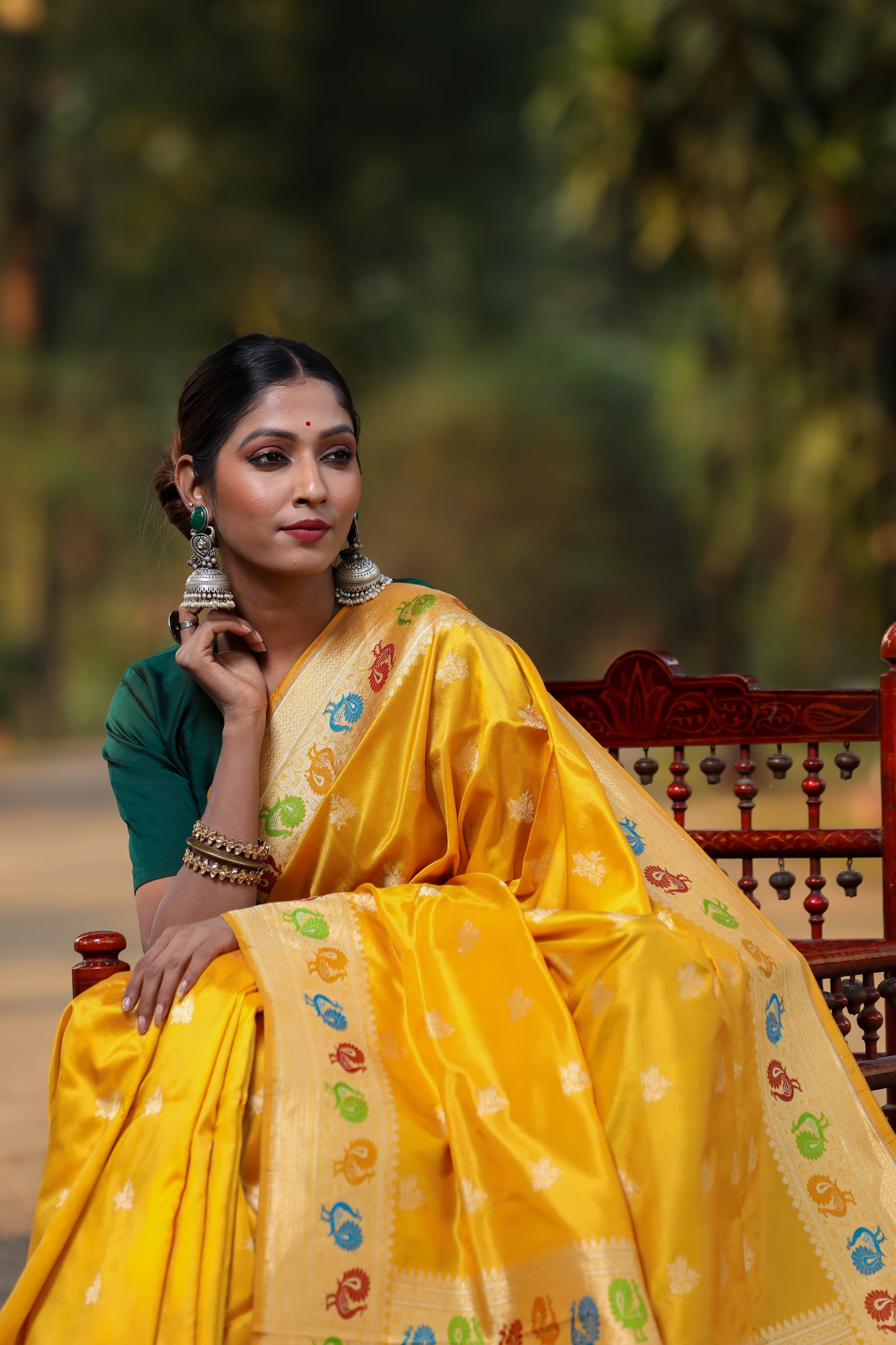 Mustard Katan Pure Silk Kadwa Saree