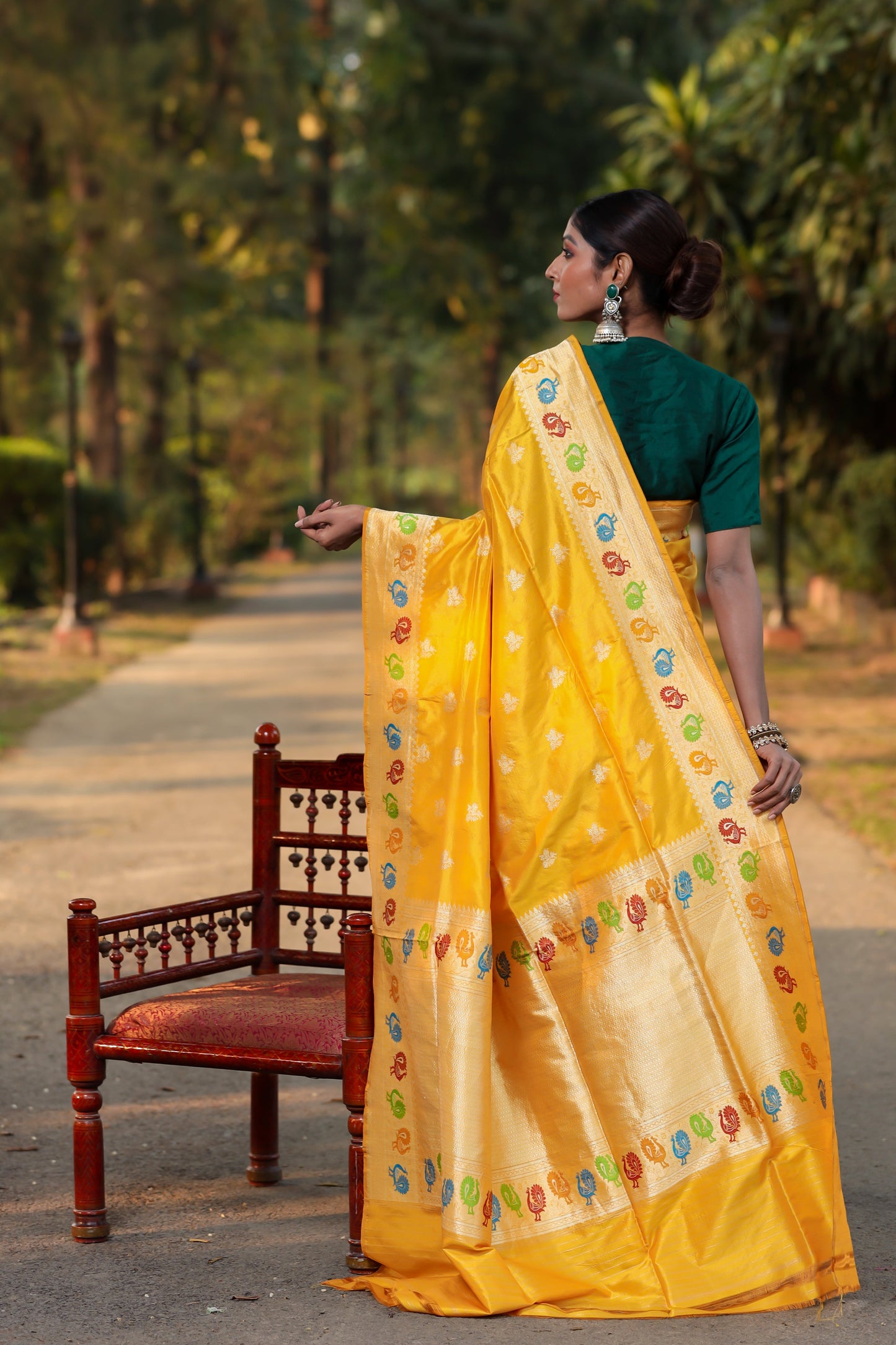 Mustard Katan Pure Silk Kadwa Saree