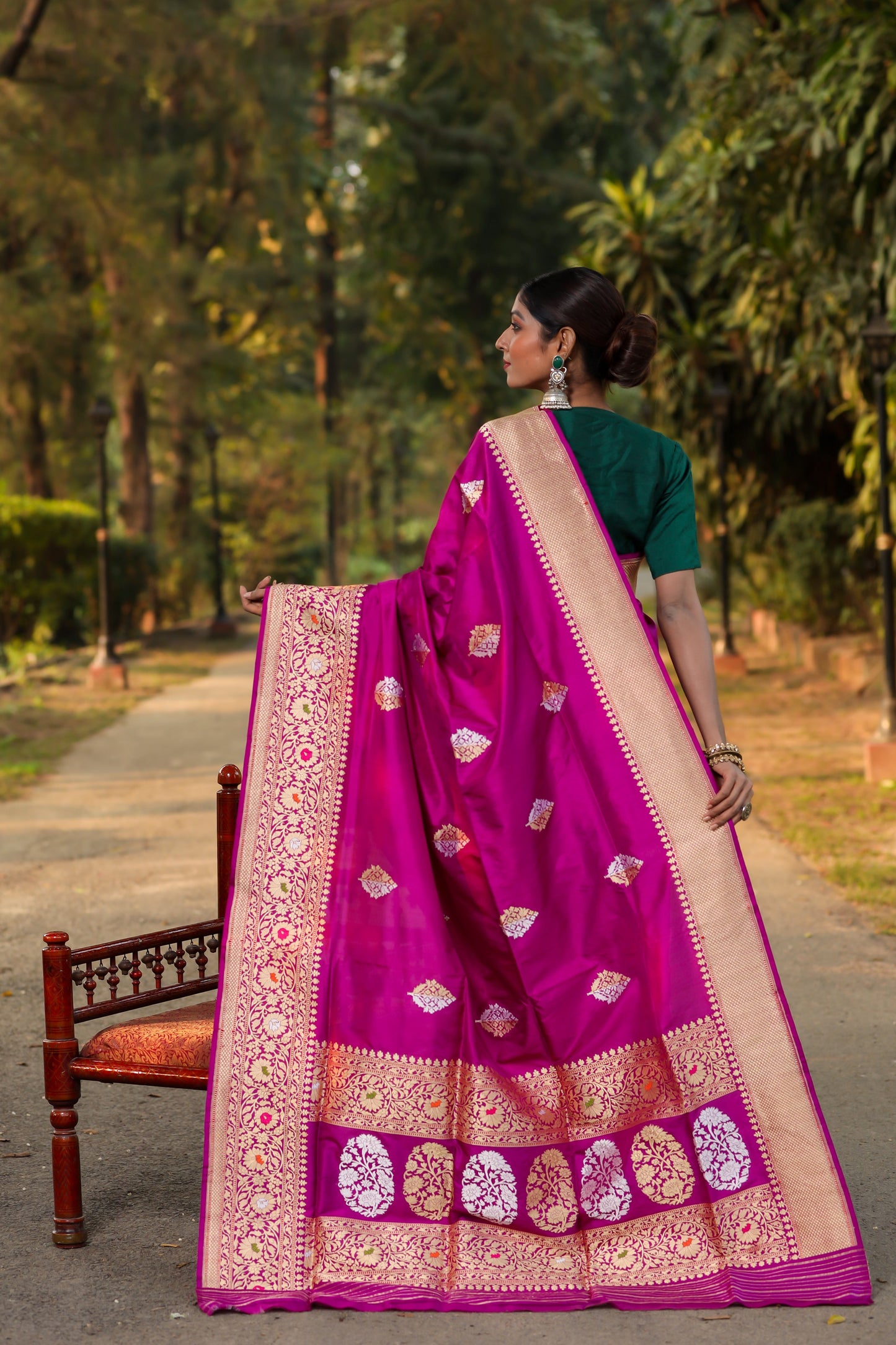 Purple Katan Pure Silk Kadwa Saree
