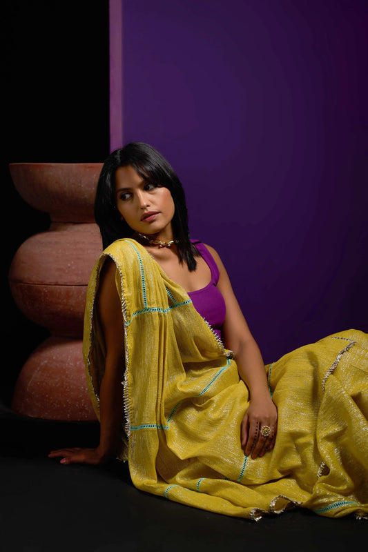 Sunflower Shimmer Pure Cotton Saree