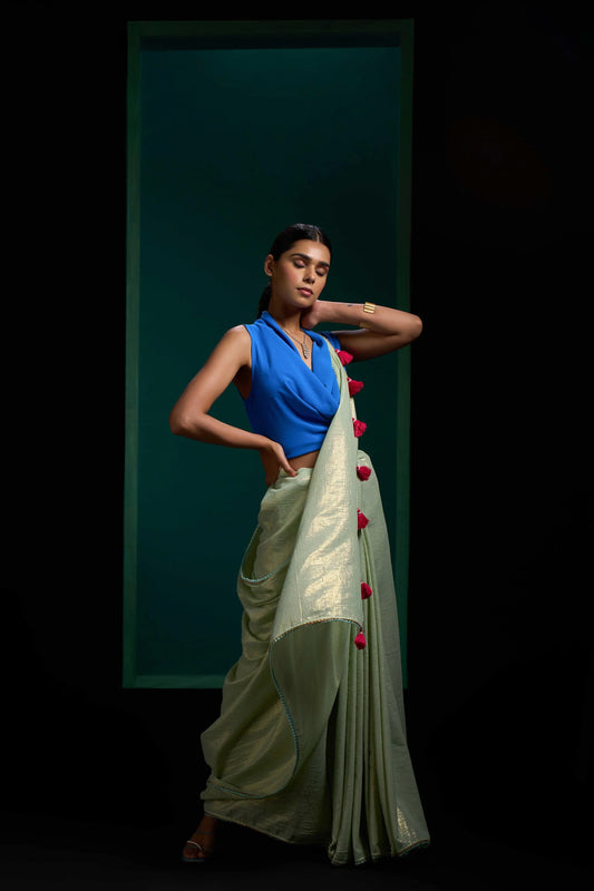 Mint Green Cotton Handloom Saree