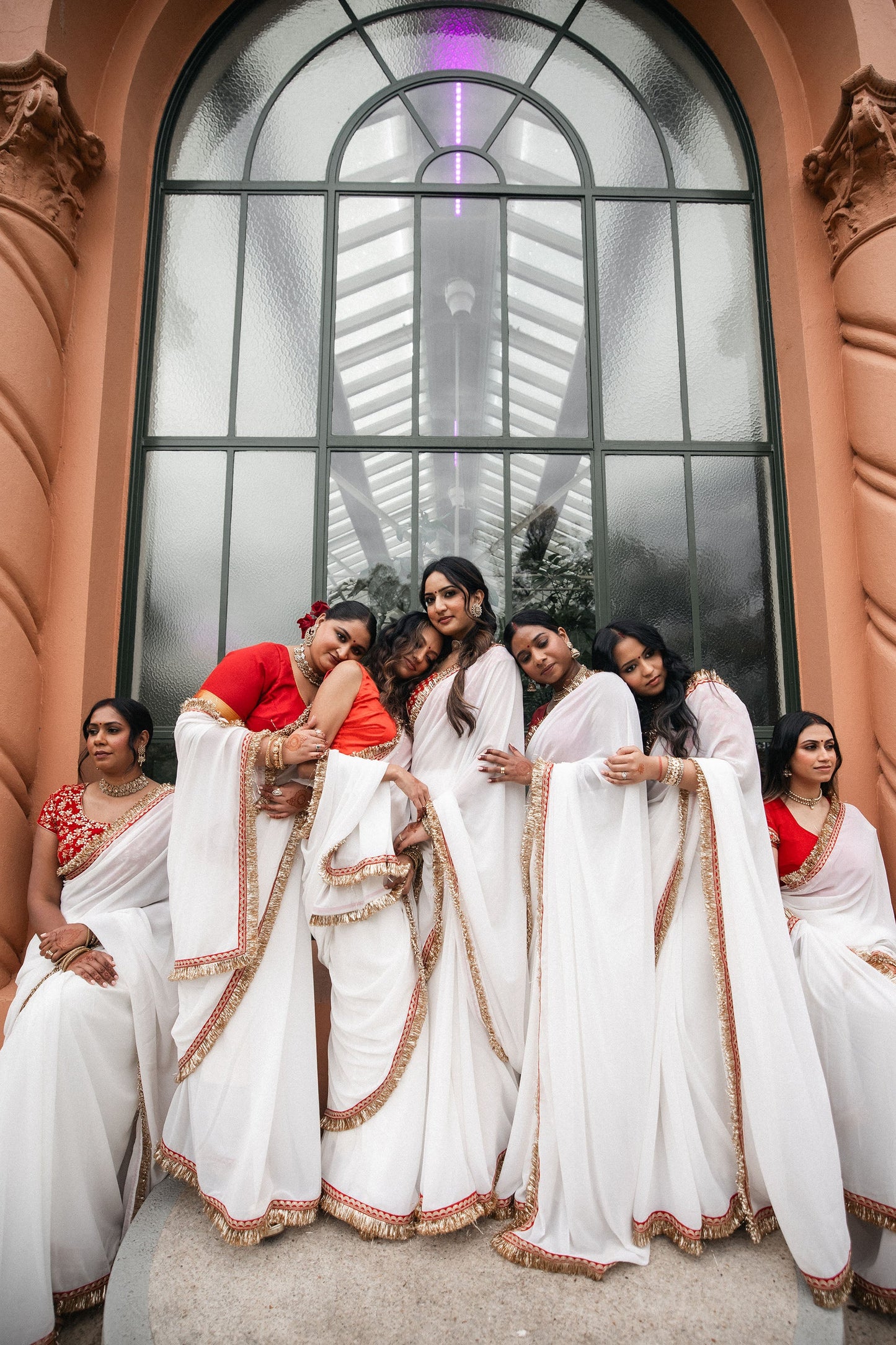 Ivory Machine Embroidered Georgette Saree for Bridesmaid
