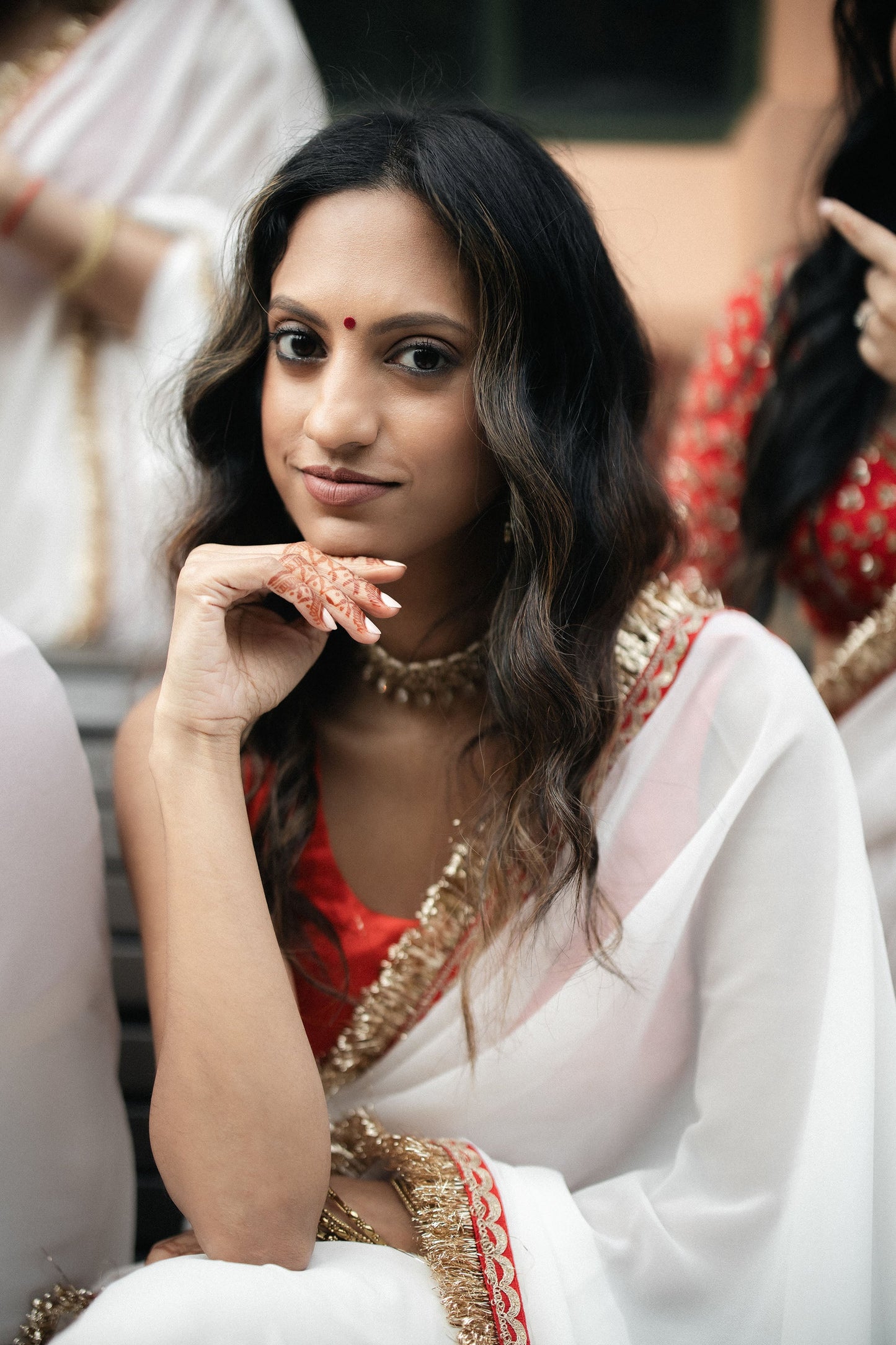 Ivory Machine Embroidered Georgette Saree