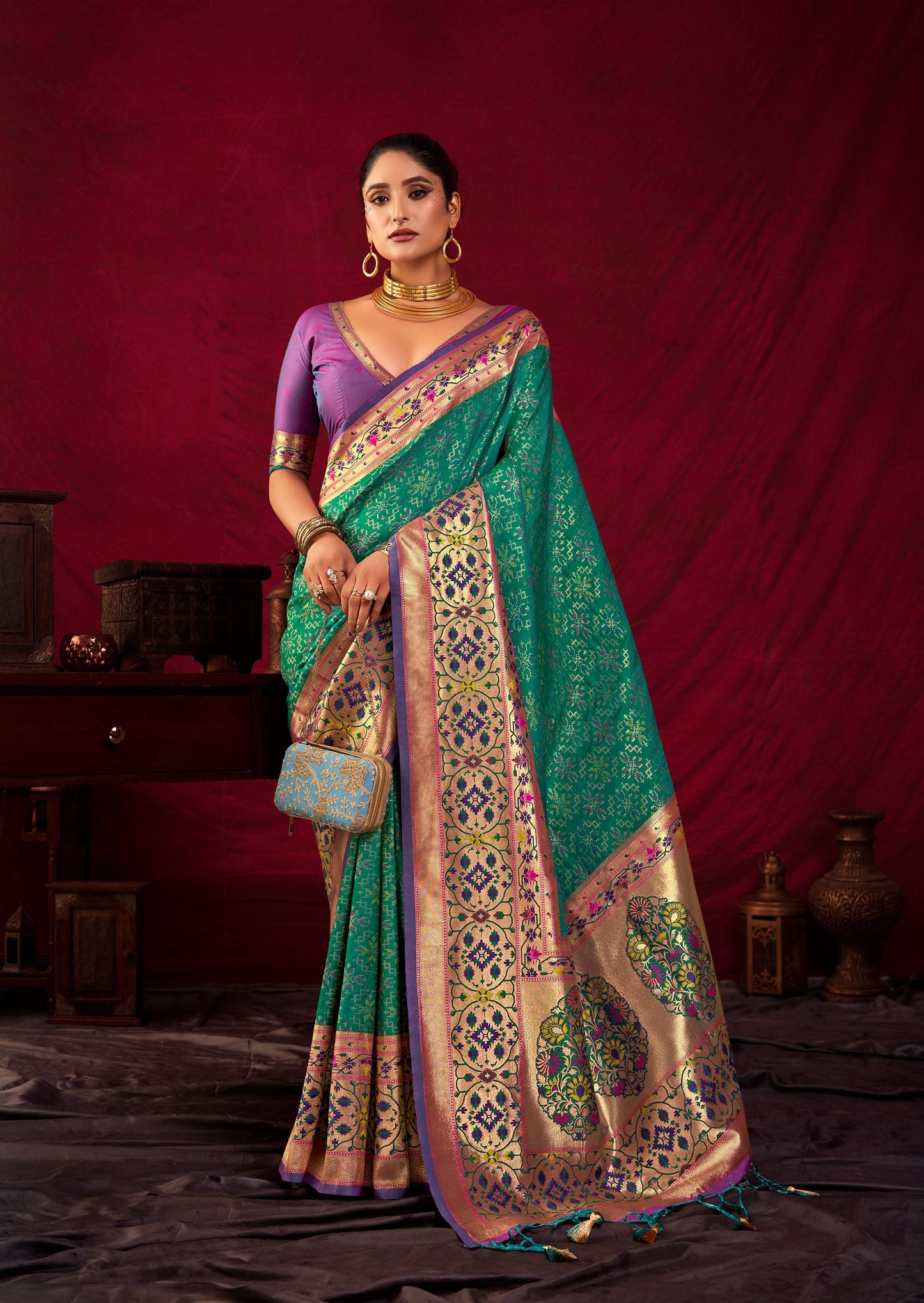 Bansi Rama Paithani Silk Meenakari weaves Zari Saree