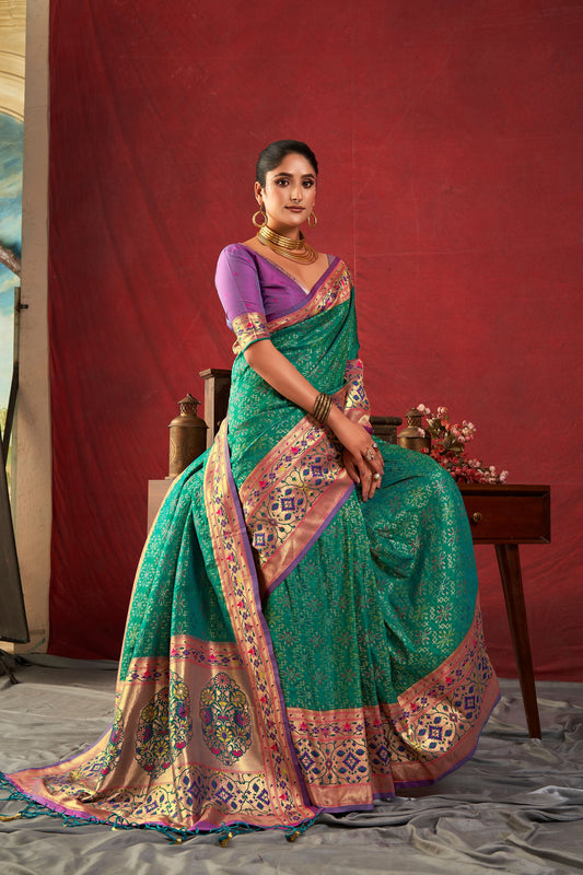 Bansi Rama Paithani Silk Meenakari weaves Zari Saree