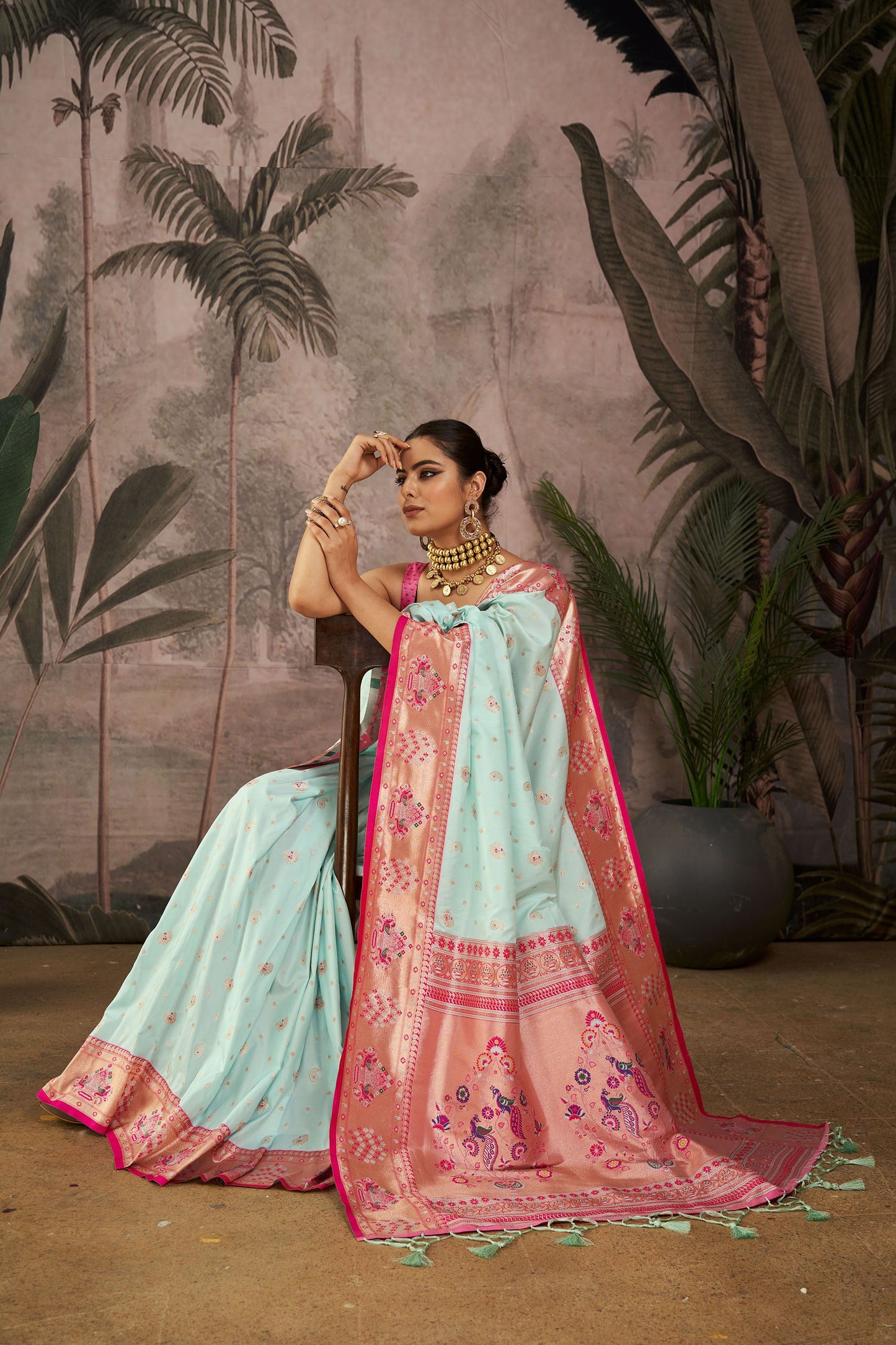 Isha Sea Green Paithani Silk Zari woven Saree