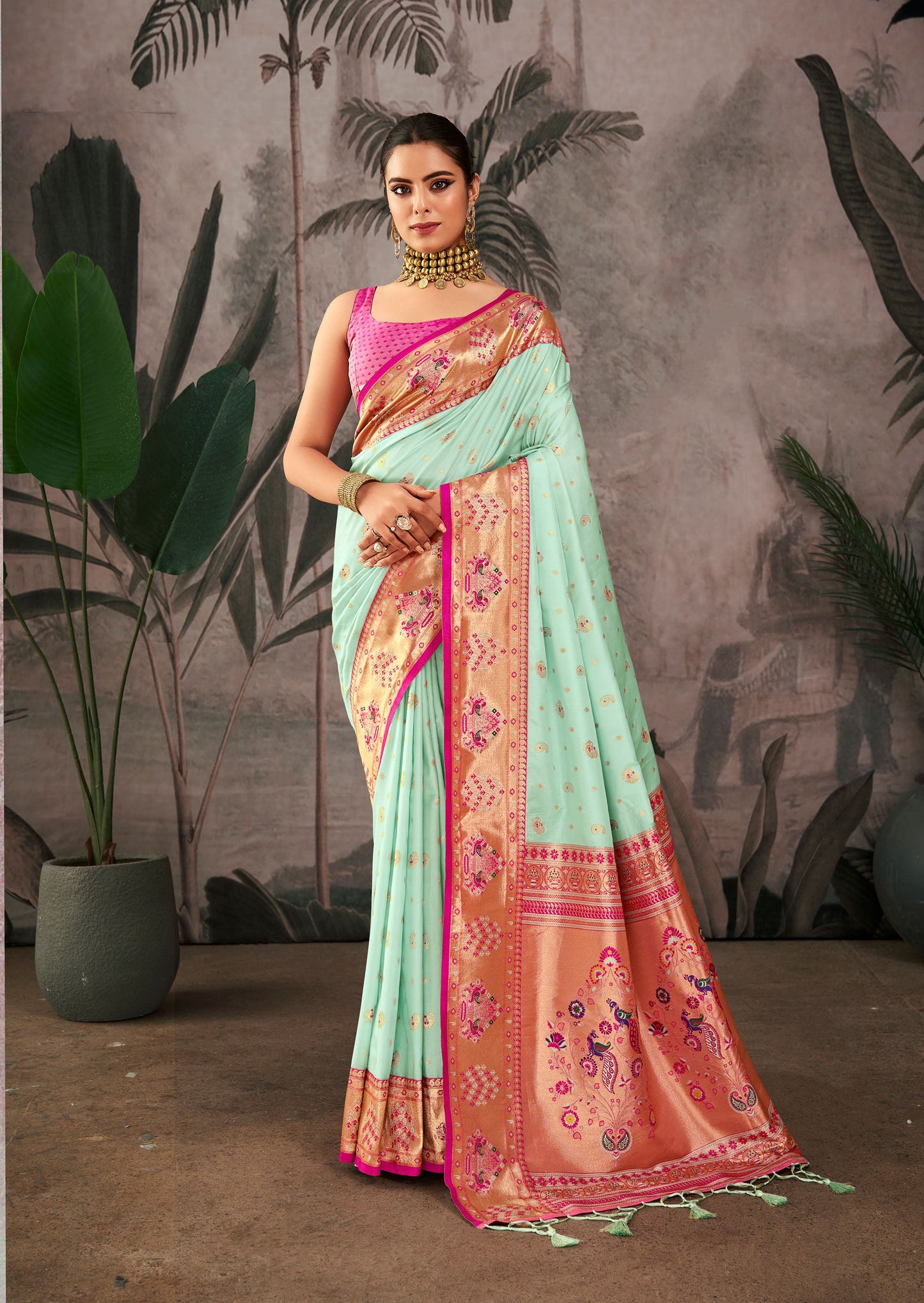 Isha Sea Green Paithani Silk Zari woven Saree