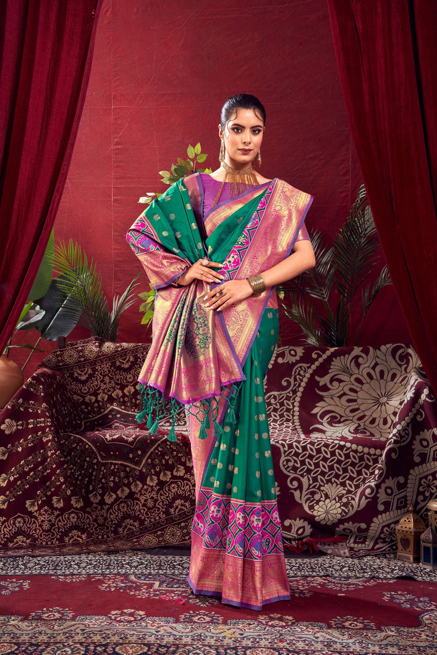 Nidhi Rama Paithani Silk Zari woven Patola Border Saree
