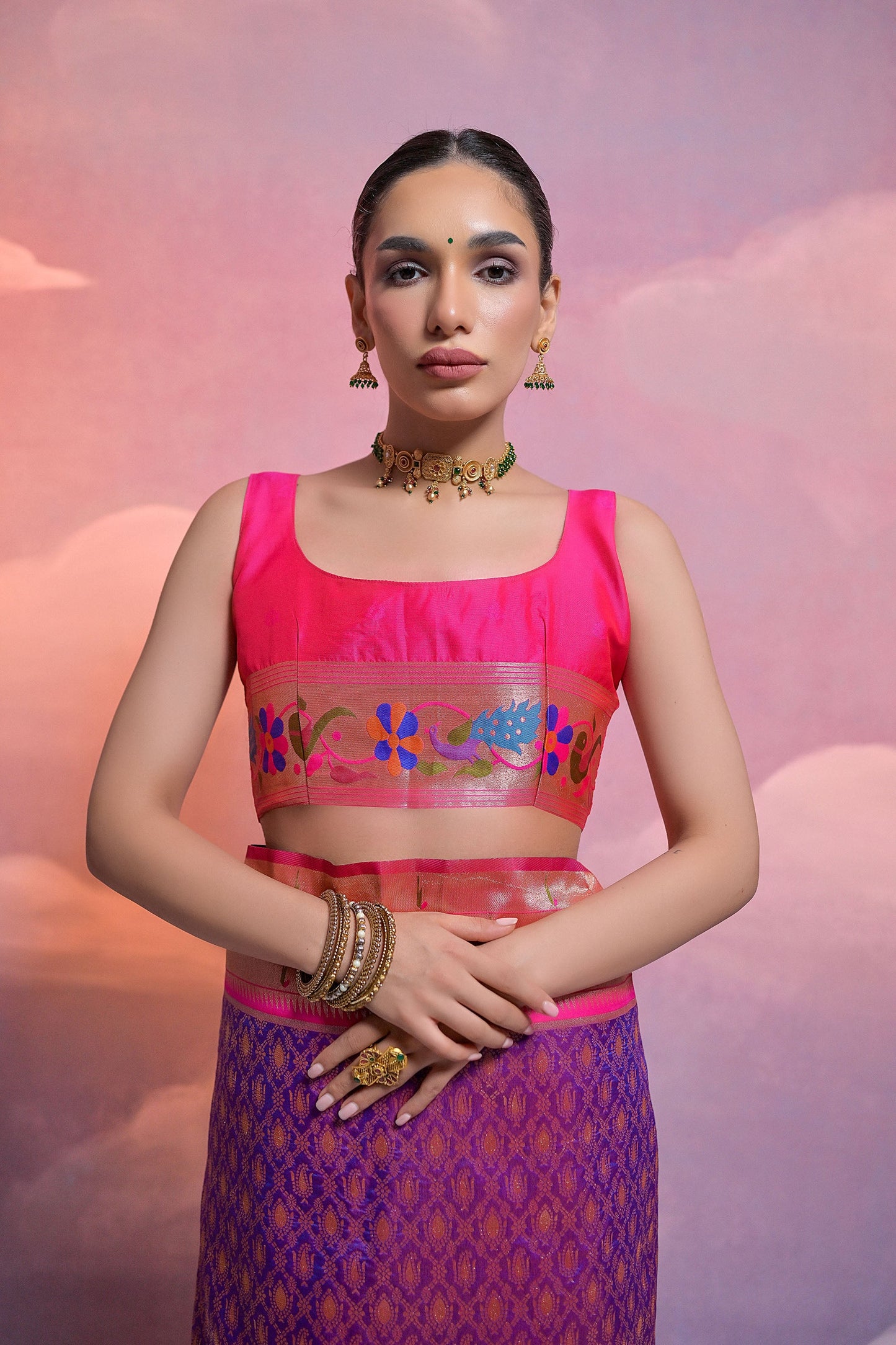 Royal Blue Paithani Silk Meenakari Zari Woven Saree