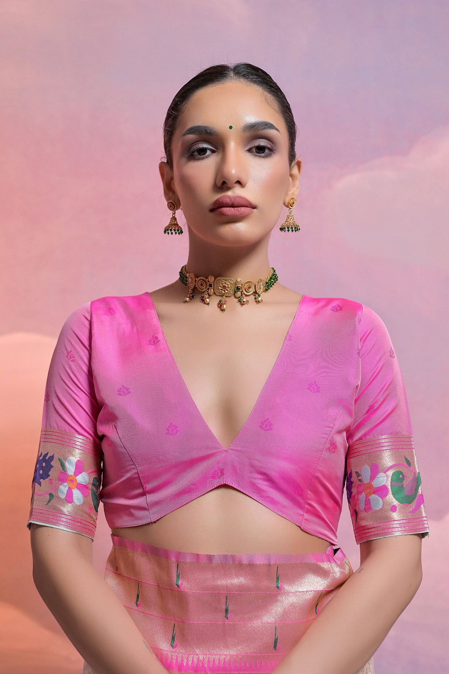 Sea Green Paithani Silk Meenakari Zari Woven Saree