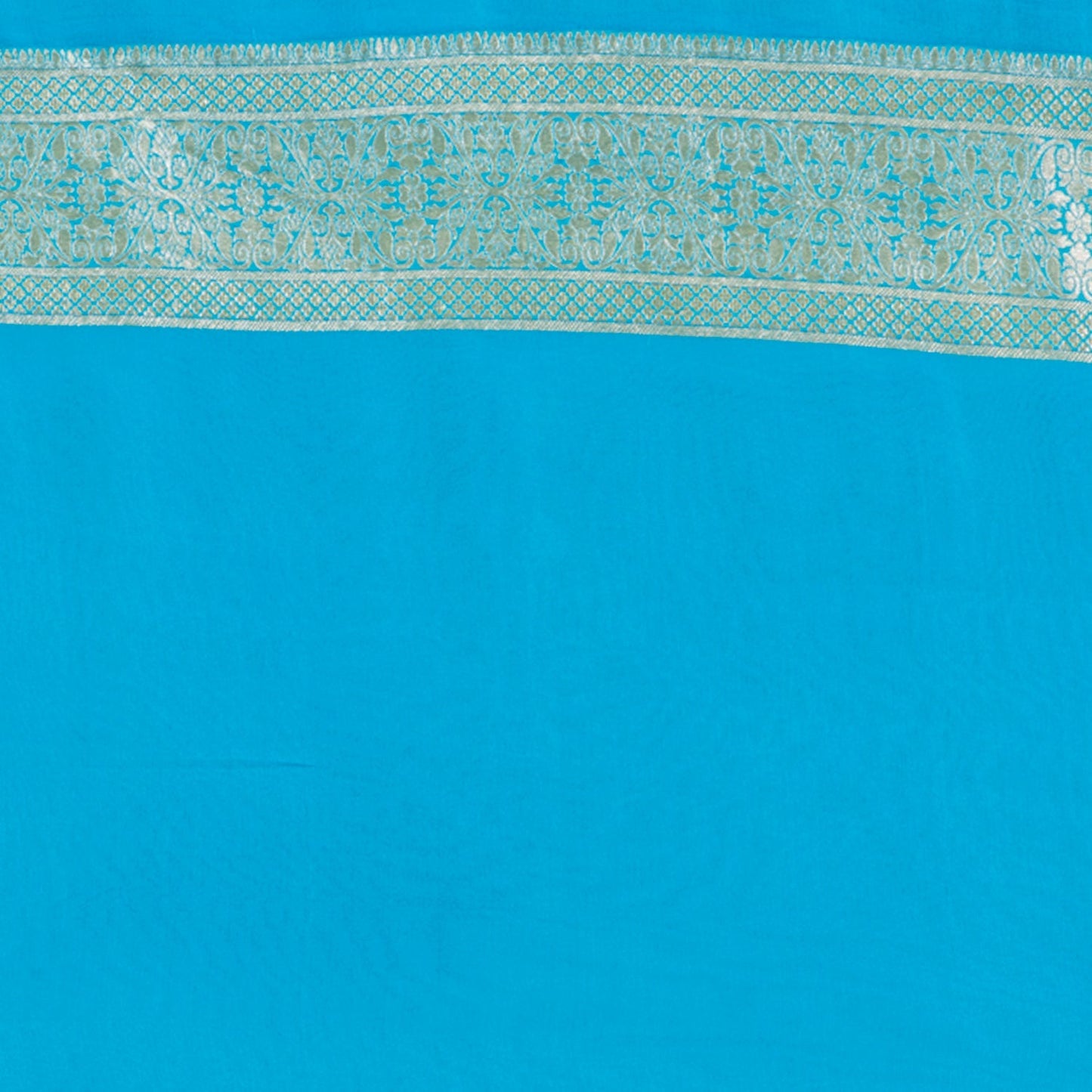 Turquoise Blue Georgette Khaddi Pure Silk Saree