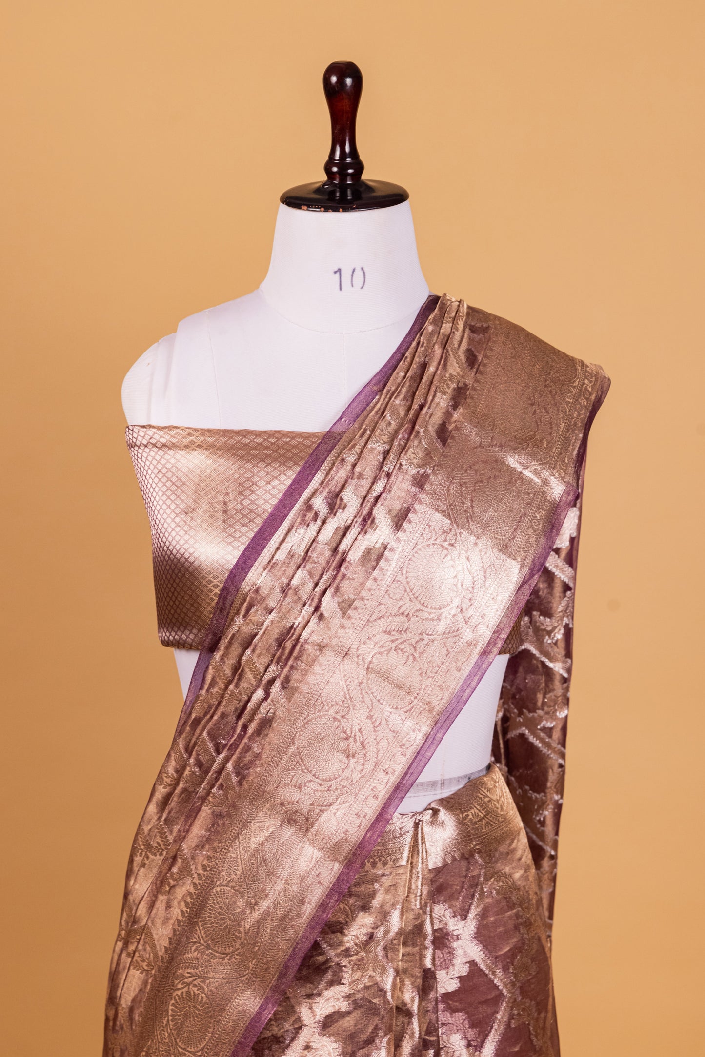 Purple Tissue Pure Silk Dyed Sare
