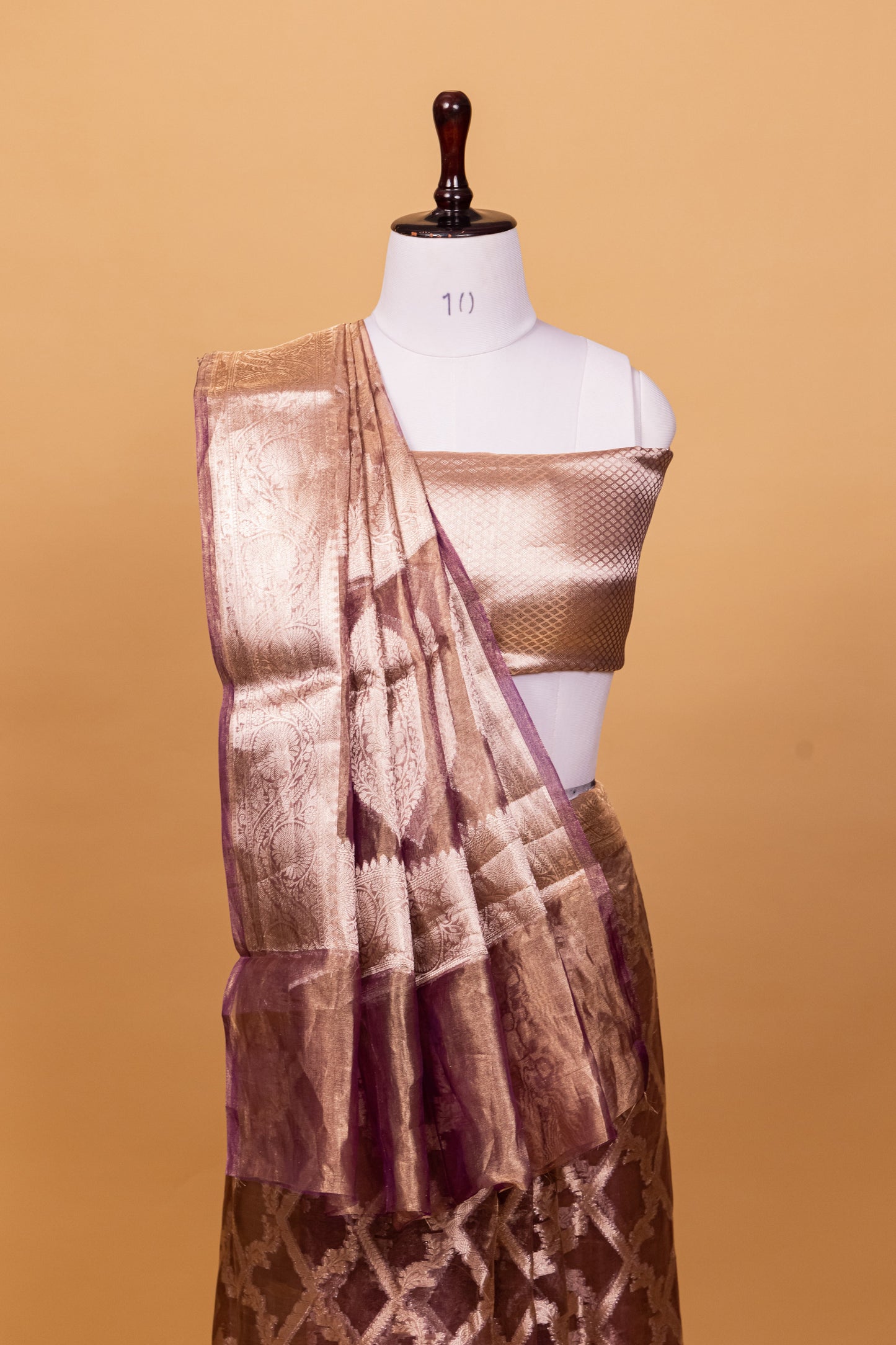 Purple Tissue Pure Silk Dyed Sare