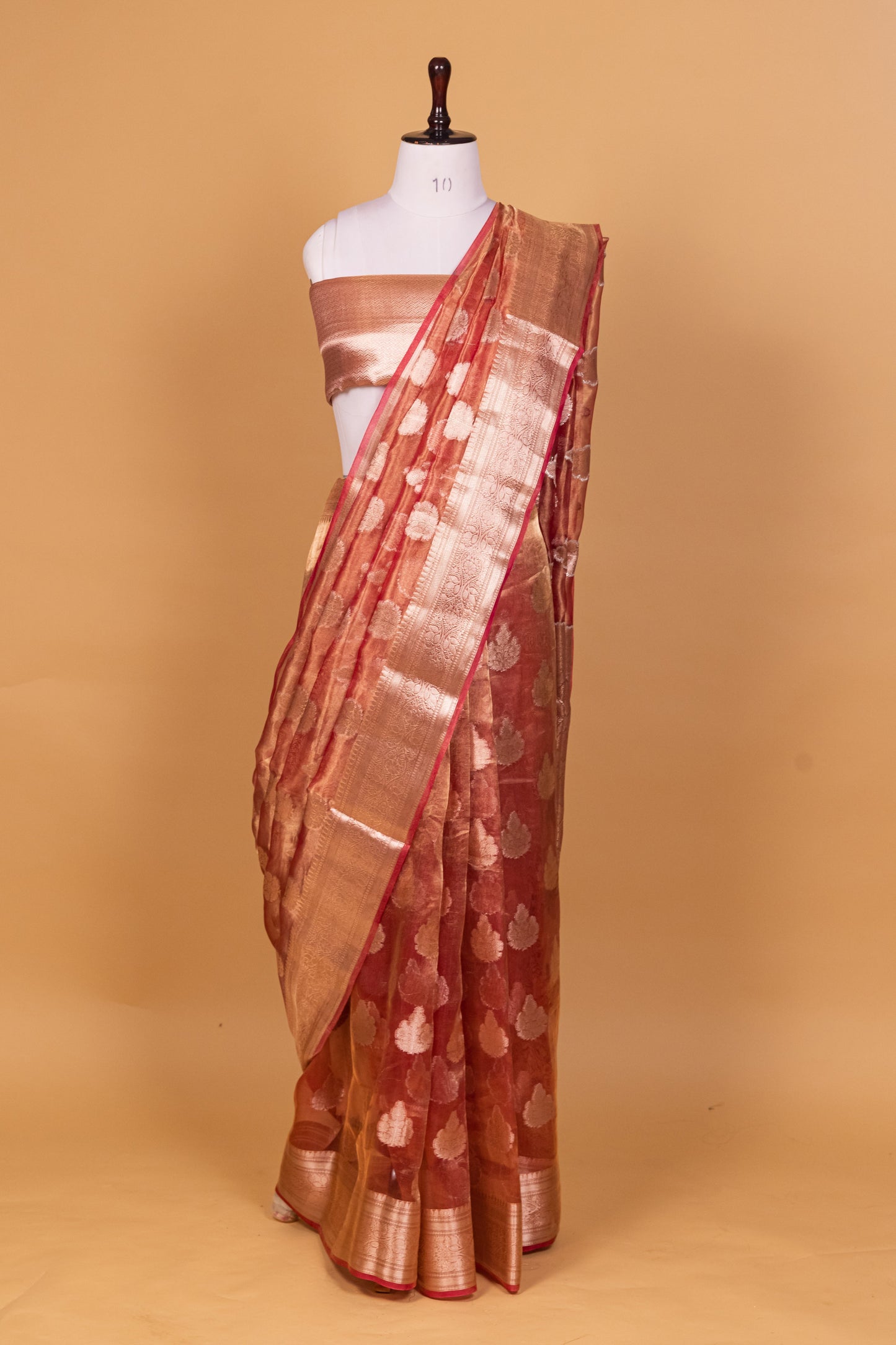 Onion Pink Tissue Pure Silk Dyed Saree