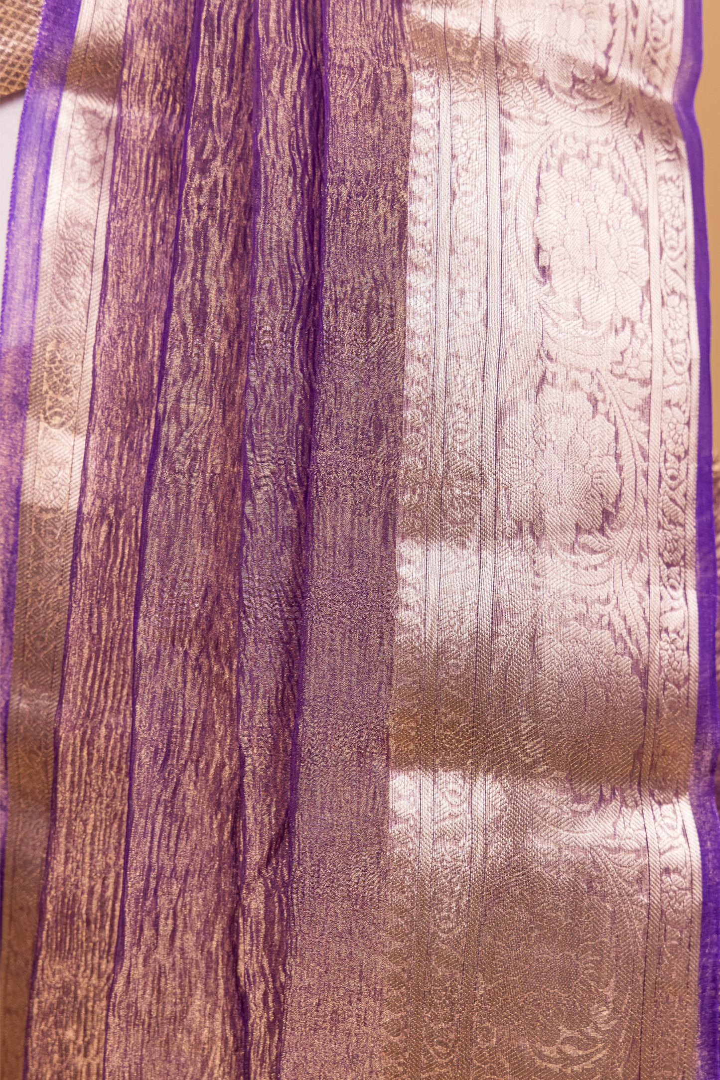 Purple Tissue Pure Silk Dyed Saree