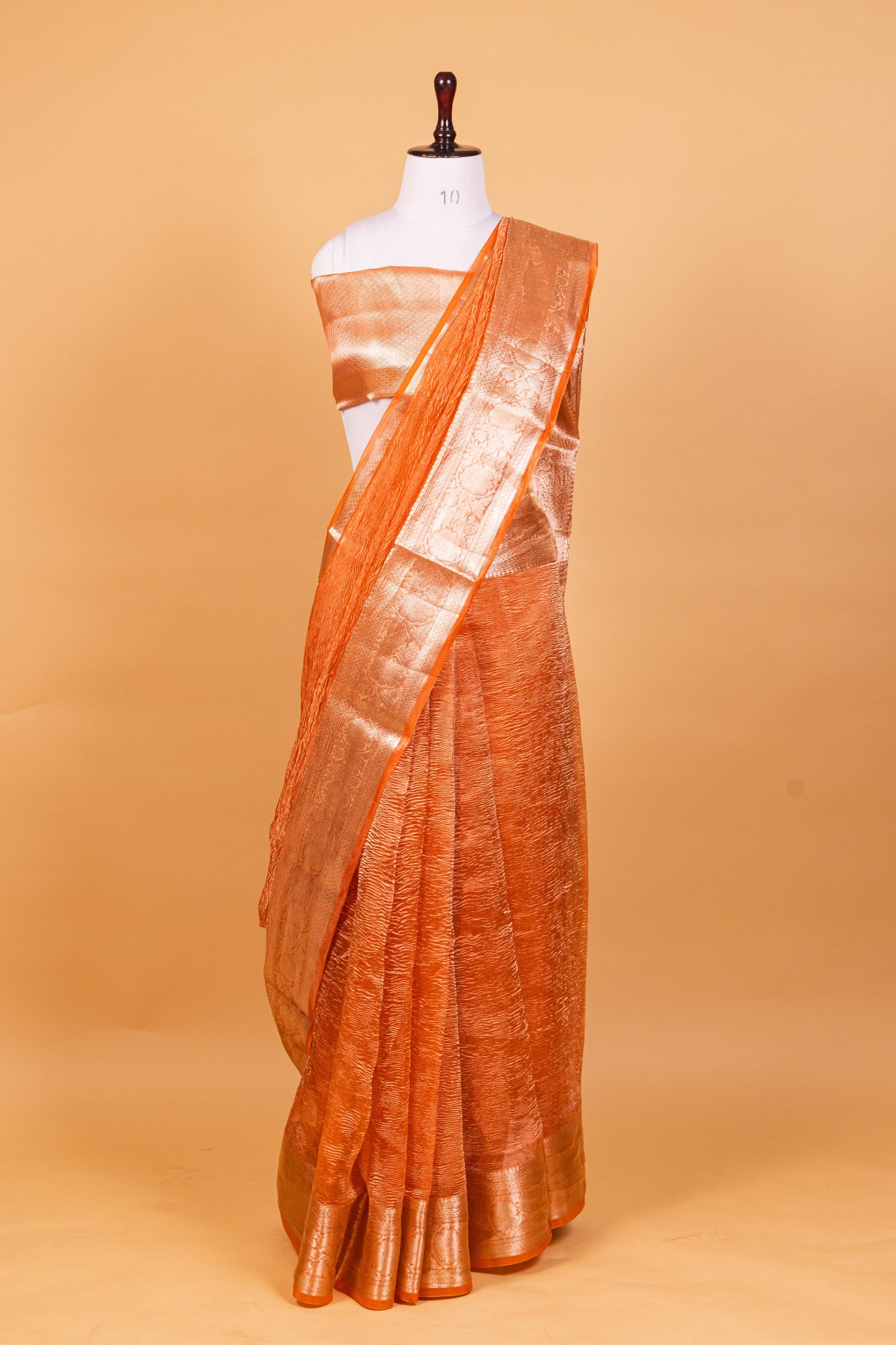 Orange Tissue Pure Silk Dyed Saree