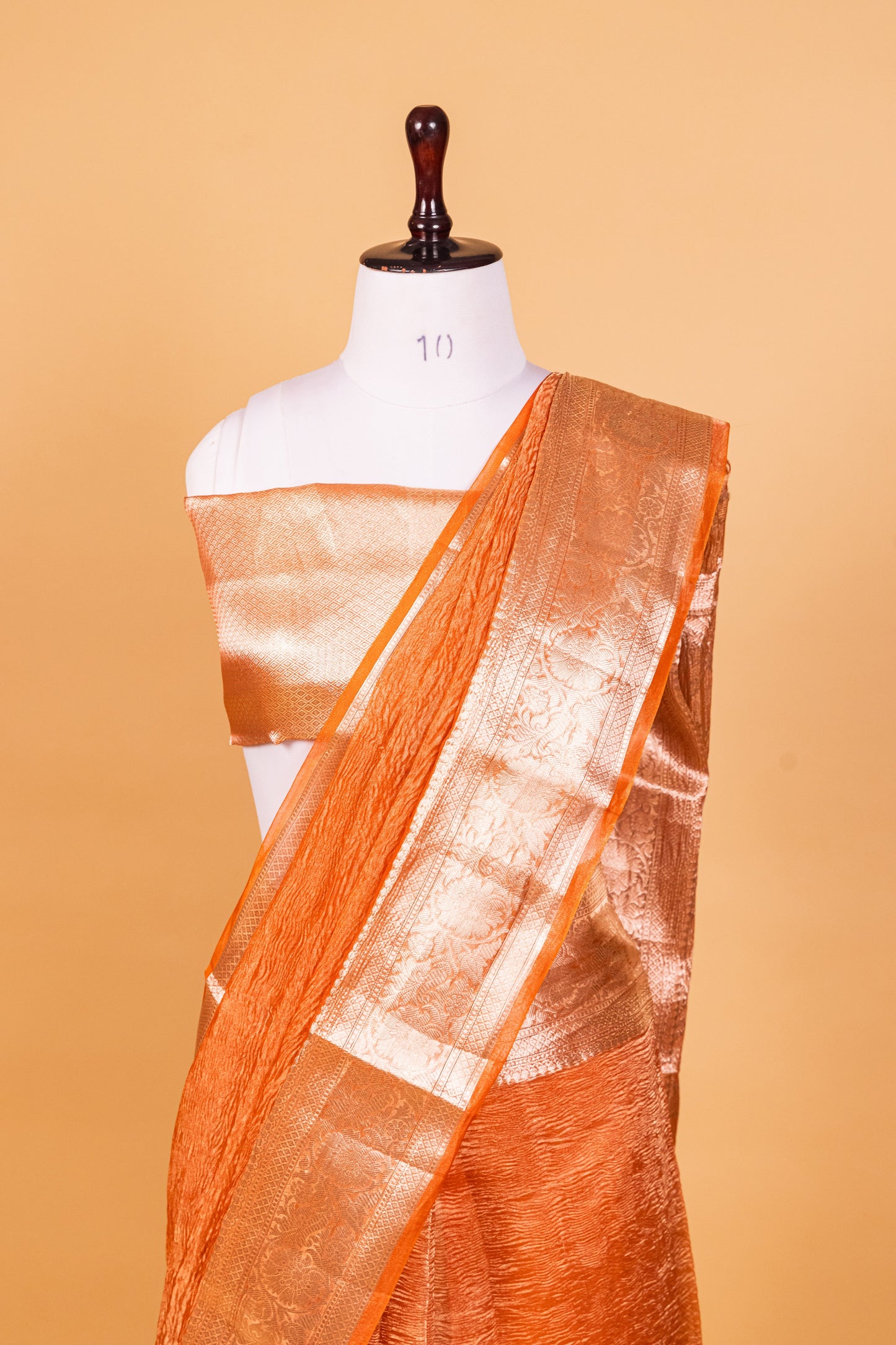 Orange Tissue Pure Silk Dyed Saree