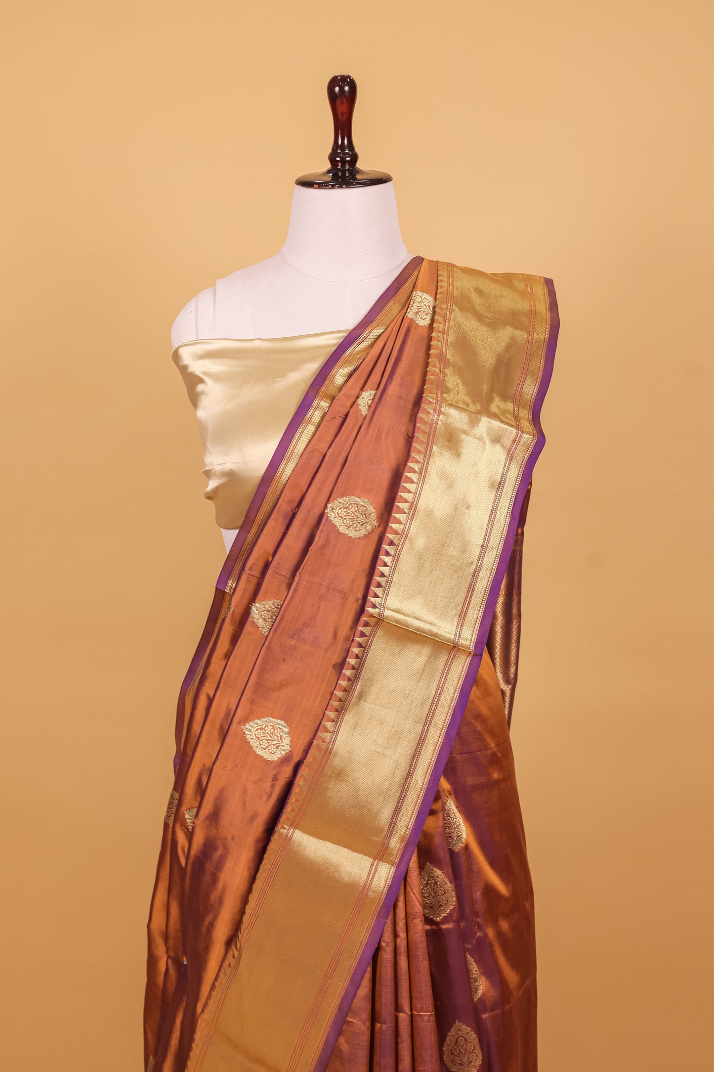 Purple Katan Pure Silk Kadhwa Saree