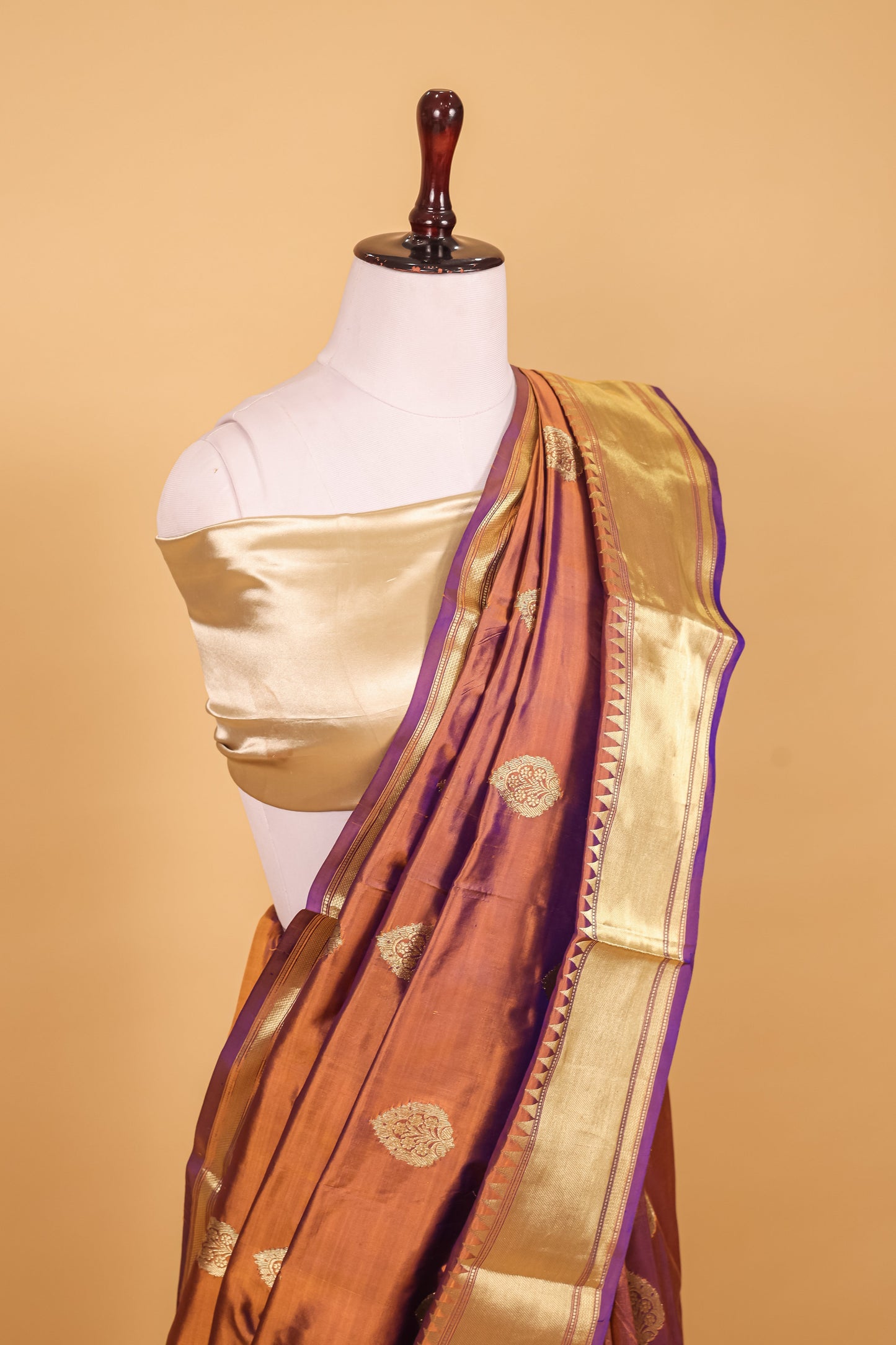 Purple Katan Pure Silk Kadhwa Saree