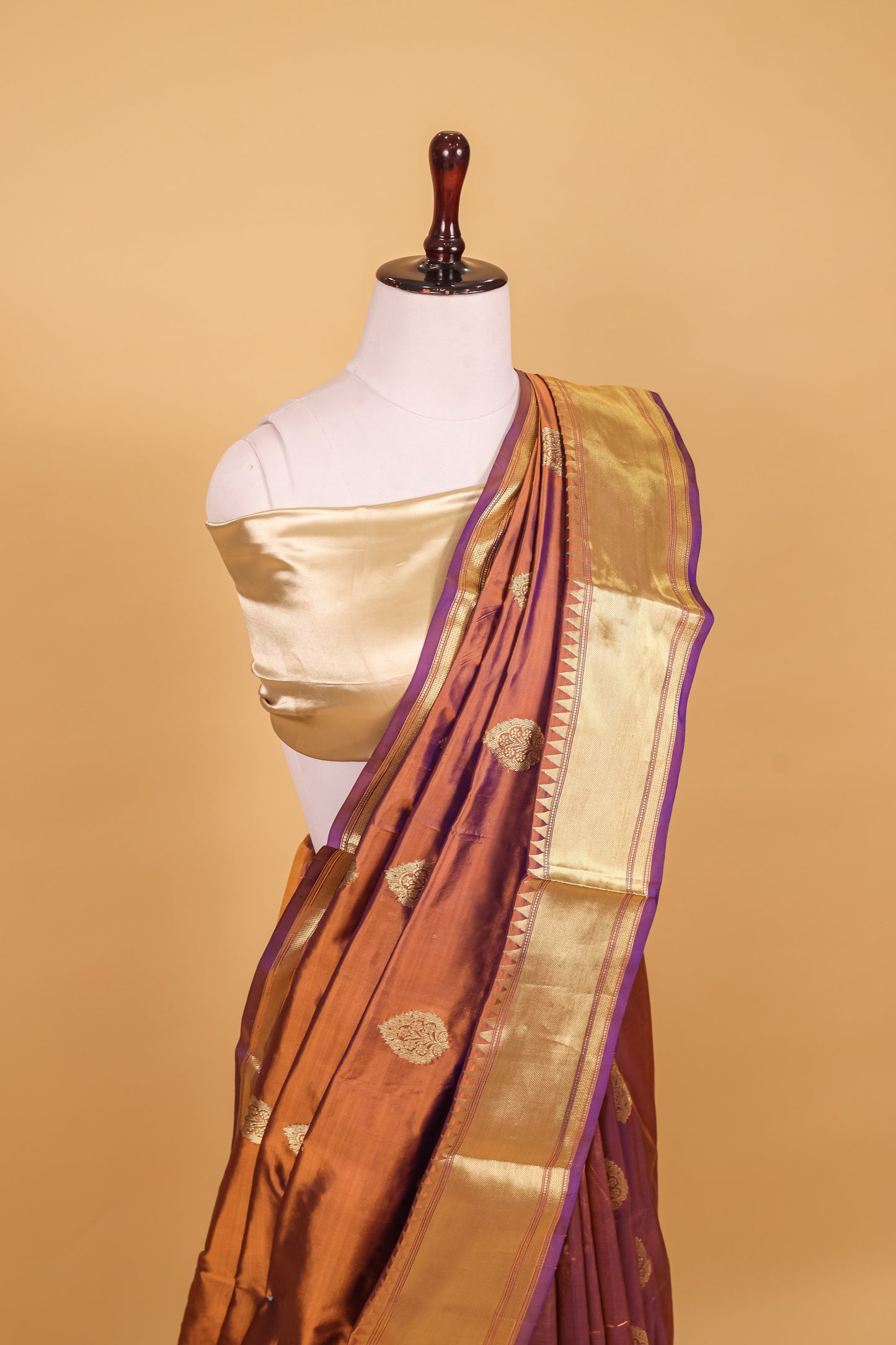 Purple Katan Pure Silk Kadhwa Saree