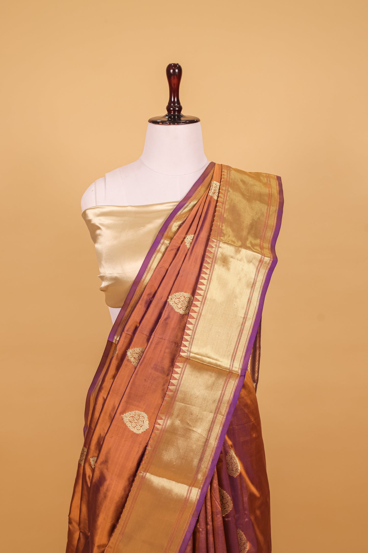 Purple Katan Pure Silk Kadhwa Saree