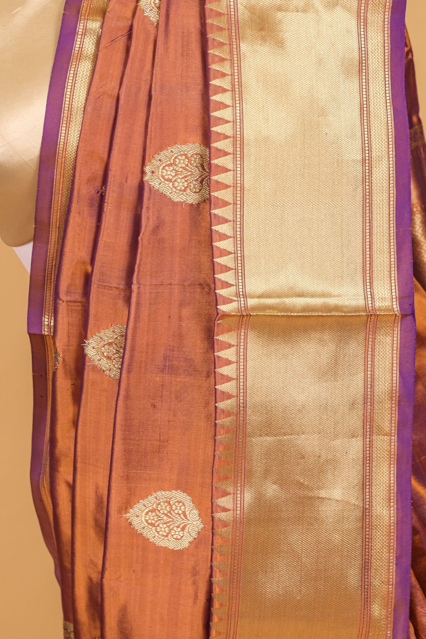 Purple Katan Pure Silk Kadhwa Saree