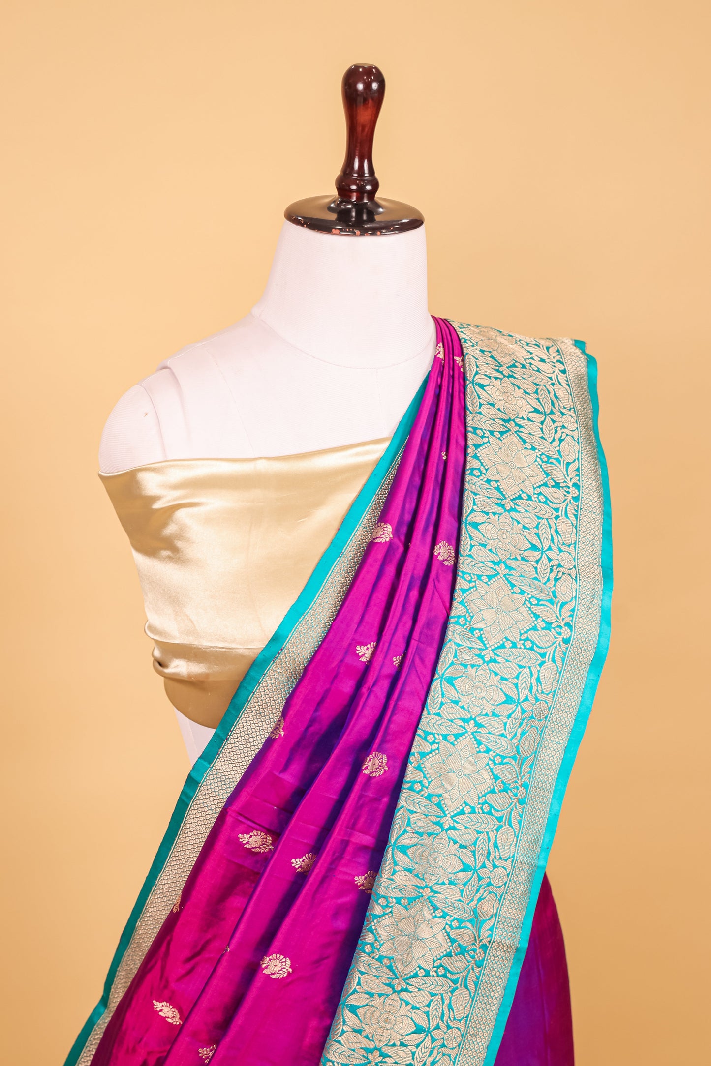 Purple Katan Pure Silk Kadhwa Saree