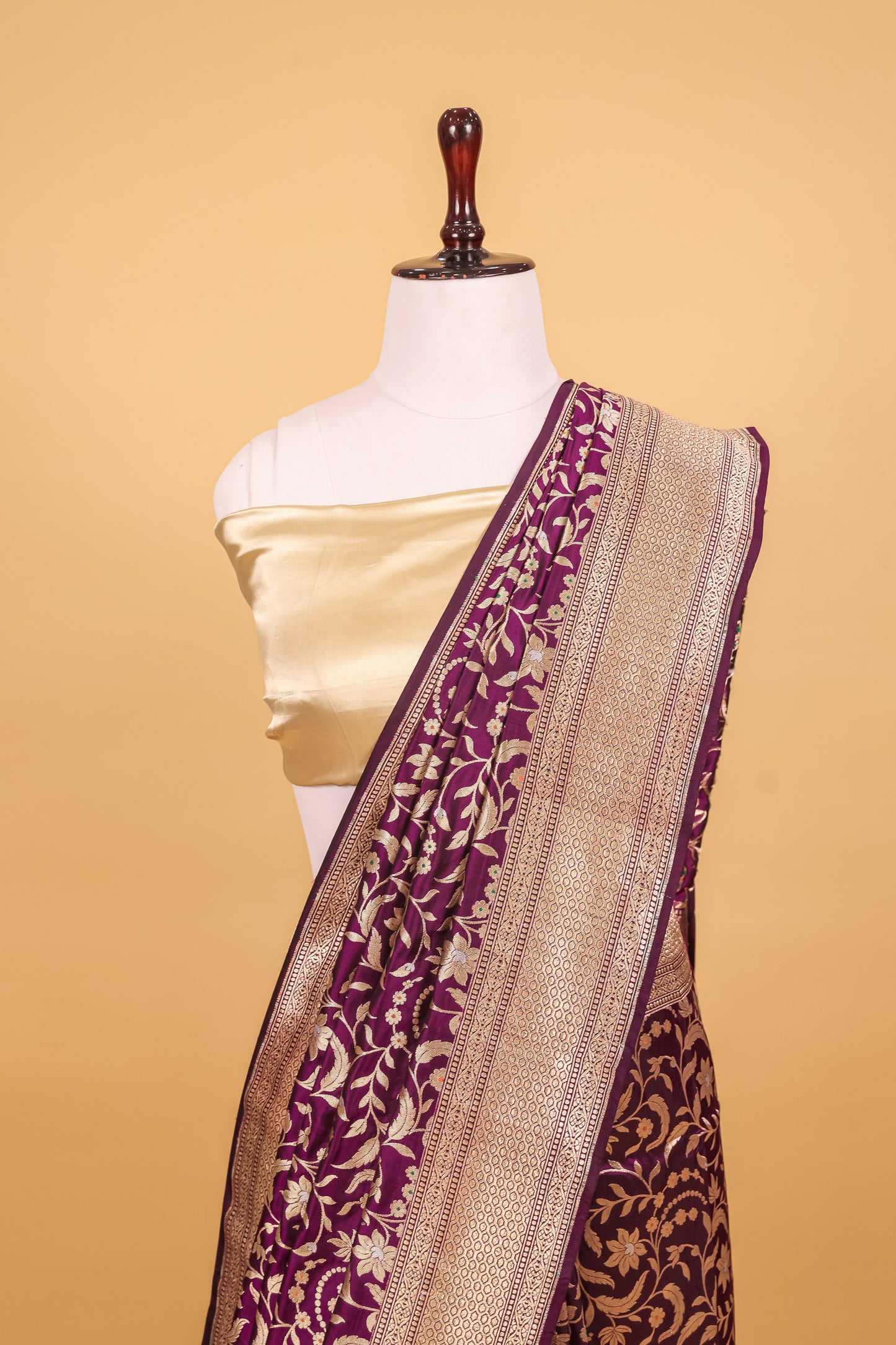 Purple Katan Pure Silk Kadhwa Saree