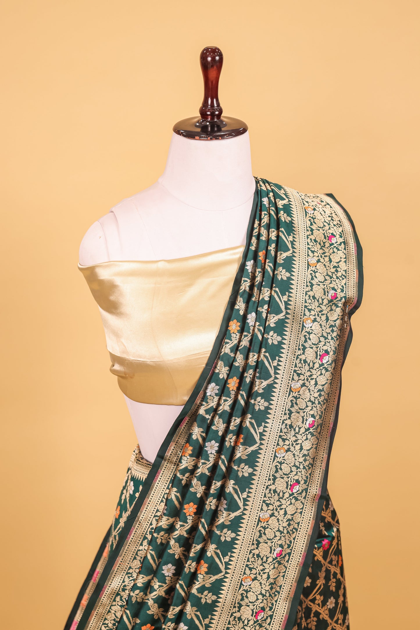 Green Katan Pure Silk Cutwork Saree