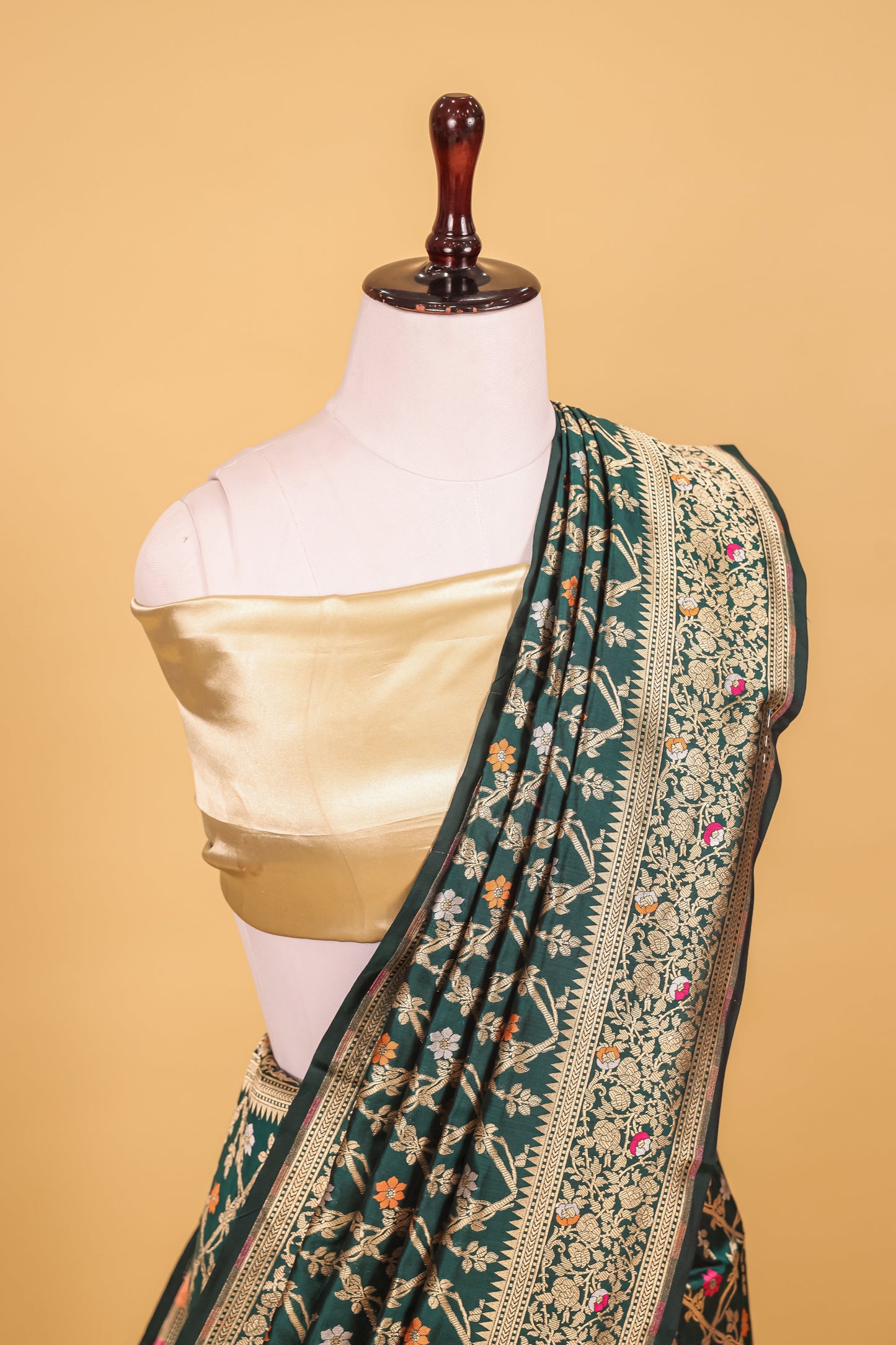 Green Katan Pure Silk Cutwork Saree