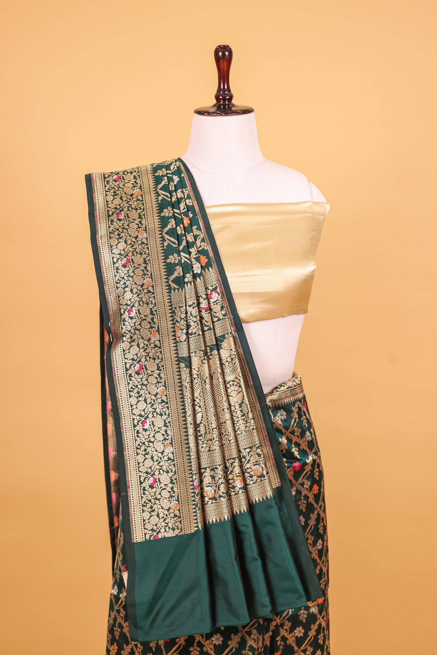 Green Katan Pure Silk Cutwork Saree
