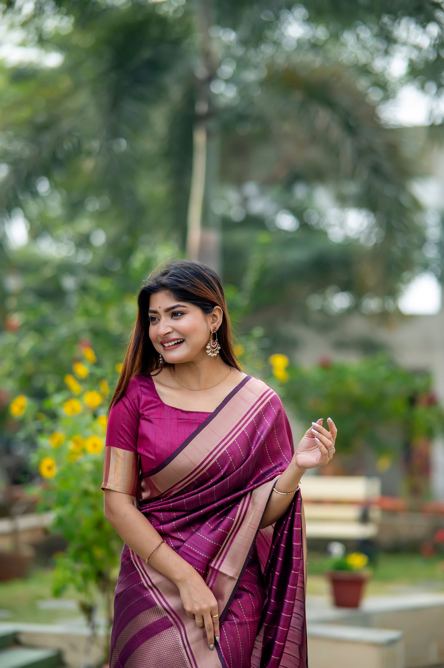 Rani Raw Silk Lining Zari woven Saree