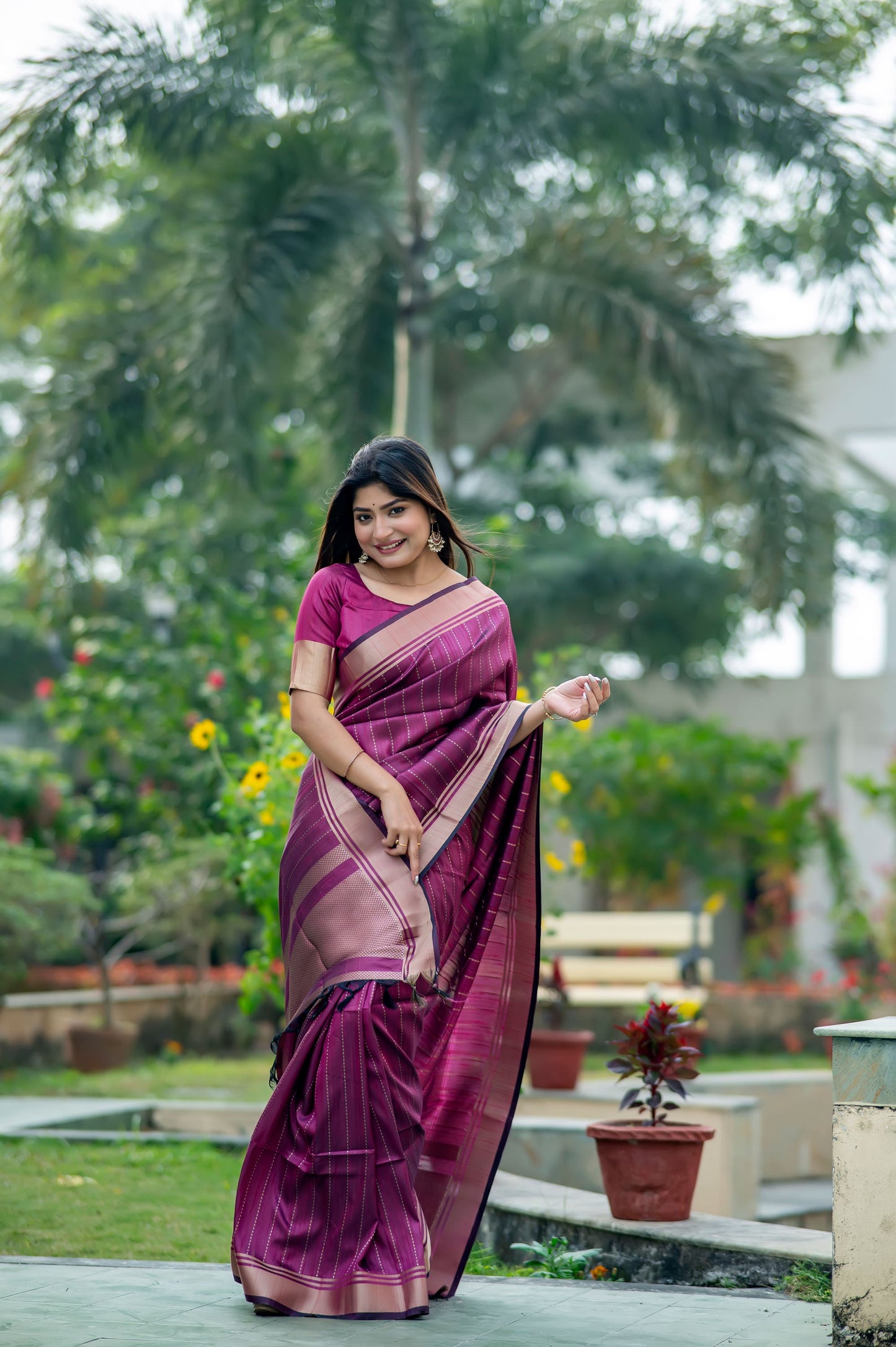 Rani Raw Silk Lining Zari woven Saree