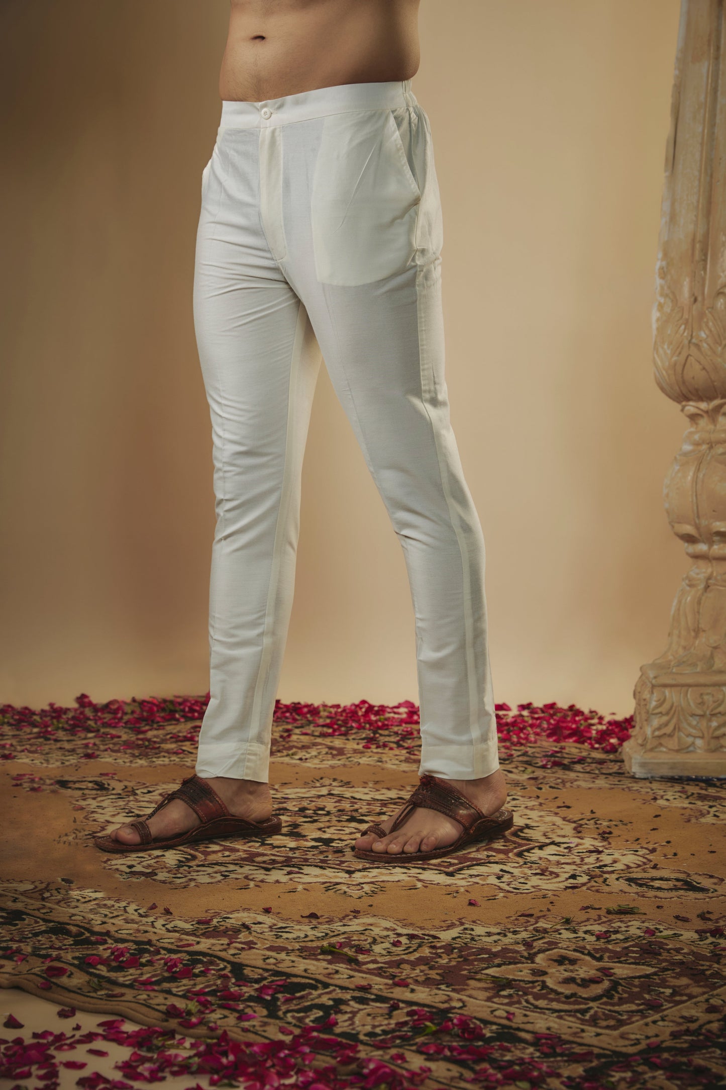 Pastel blue resham embroidered art silk kurta set