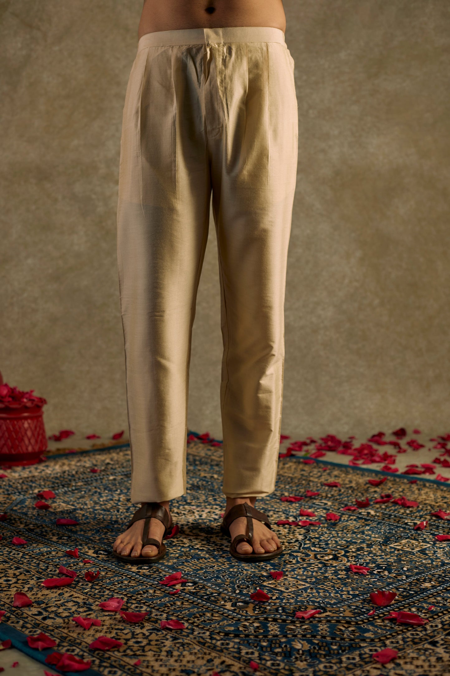 Granola Cream  Cream Chanderi silk resham Kurta jacket set