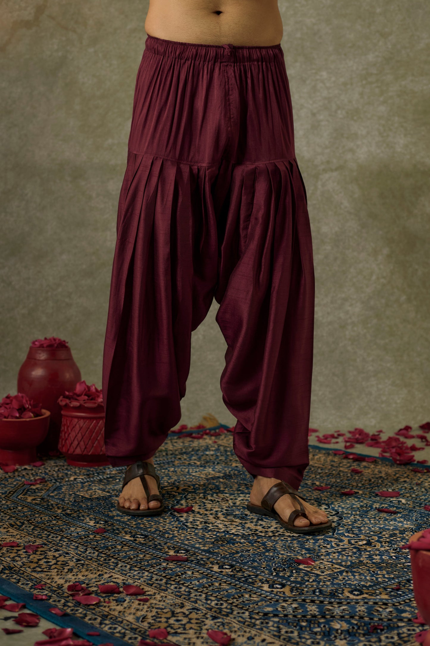 Red Cherry art silk mirror embroidered patiala suit set